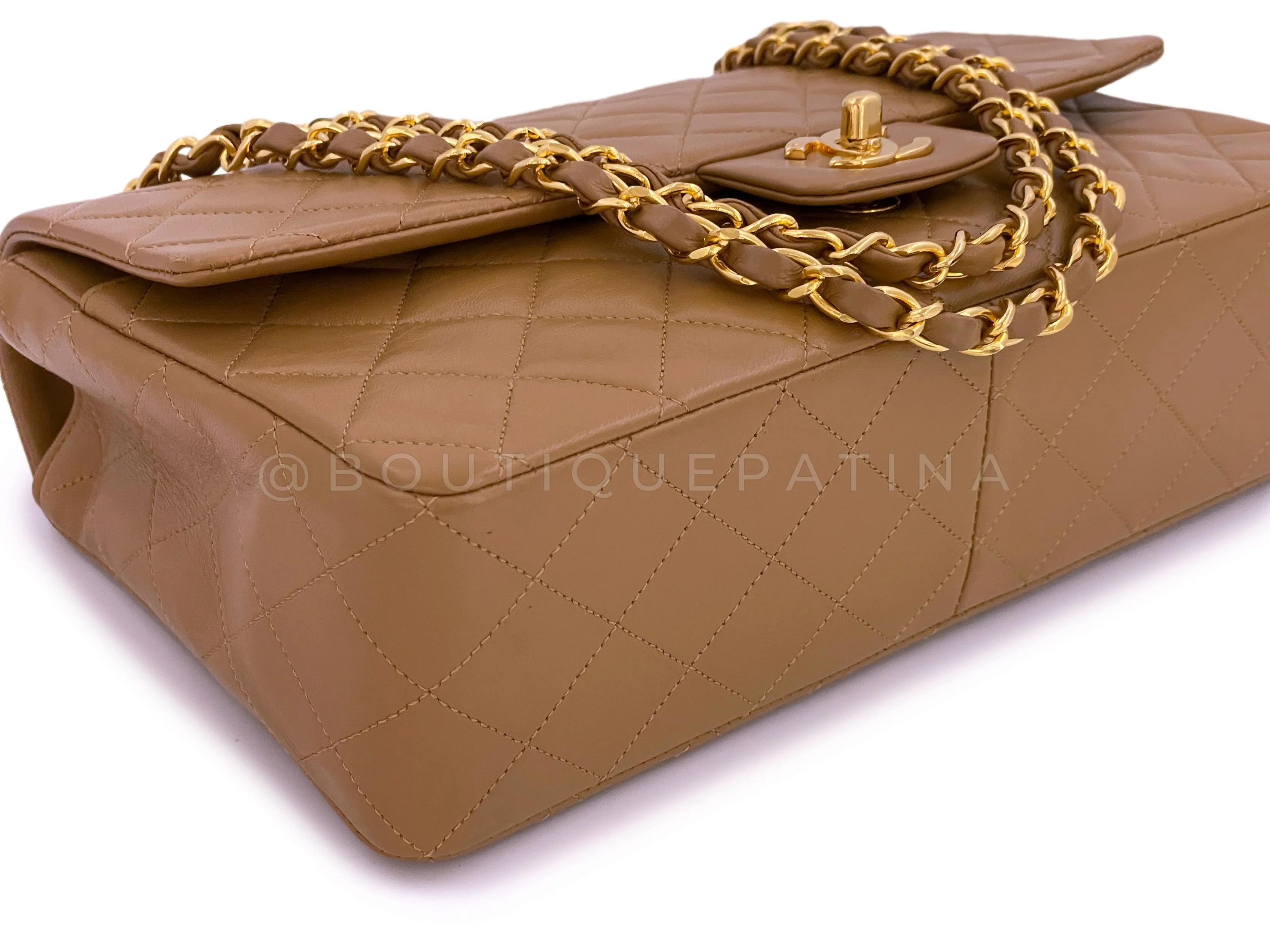 Chanel 1989 Vintage Camel Brown-Beige Classic Medium Flap Bag 24k GHW - Image 8