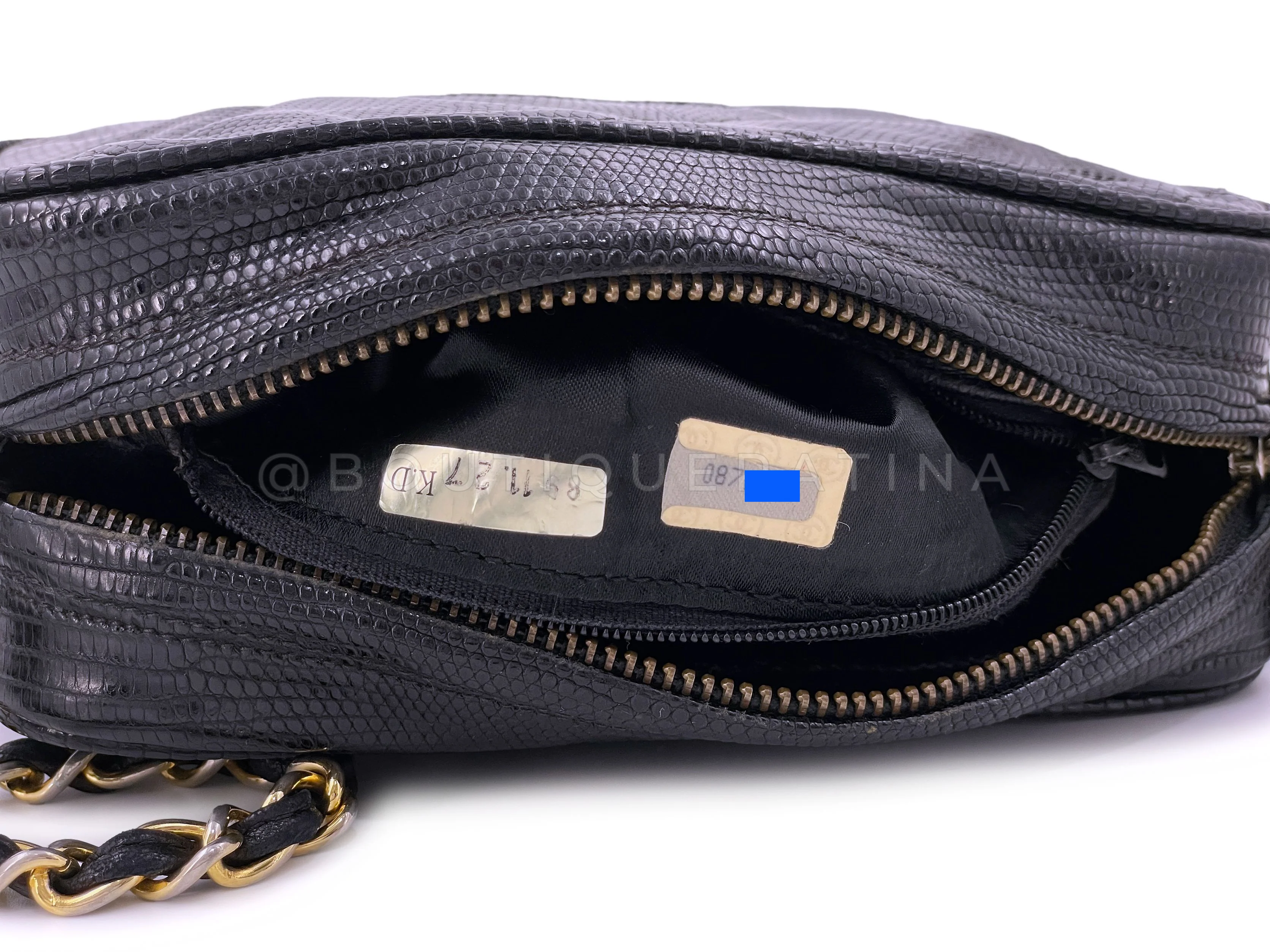 Chanel 1989 Vintage Lizard Mini Camera Case Bag Black 24k GHW - Image 12