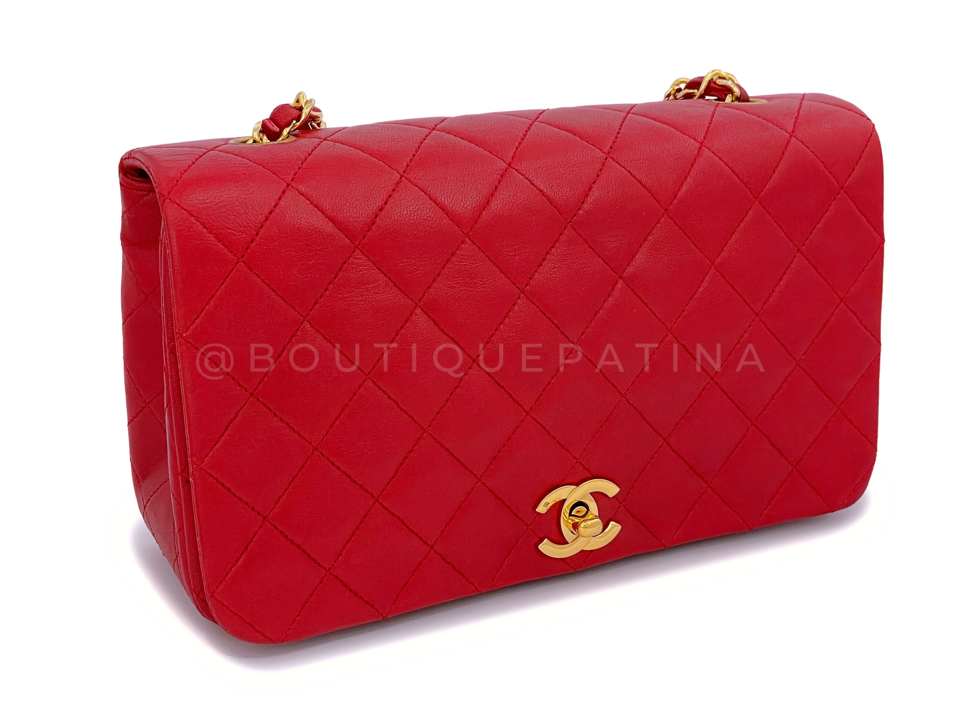 Chanel 1989 Vintage Red Classic Full Flap Bag 24k GHW - Image 3