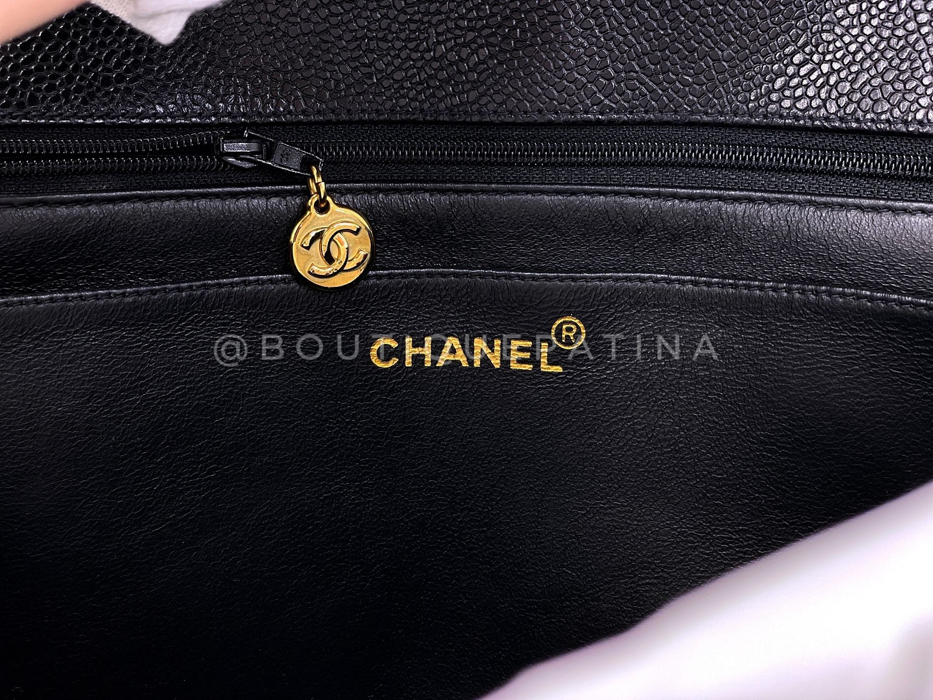 Chanel 1990 Vintage Black Caviar Mademoiselle Jumbo Kelly Bag 24k GHW HQA - Image 11