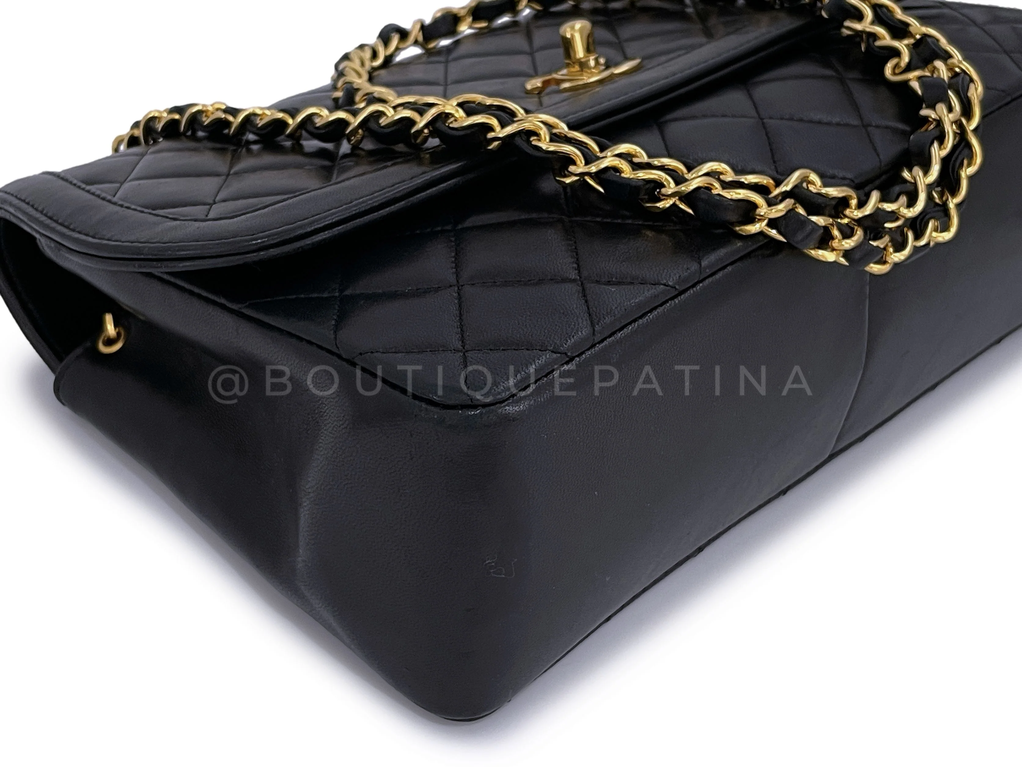 Chanel 1990 Vintage Black Lambskin Framed Flap Bag with Wallet Set - Image 8