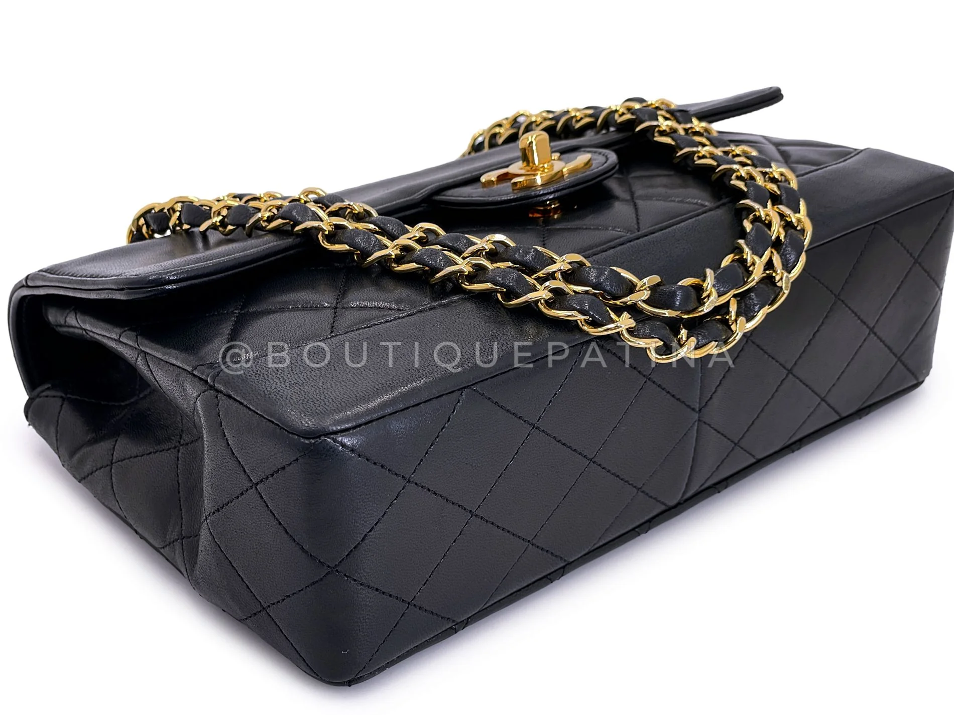 Chanel 1990 Vintage Black Medium Flap Bag w Wallet Set 24k GHW X4M - Image 8