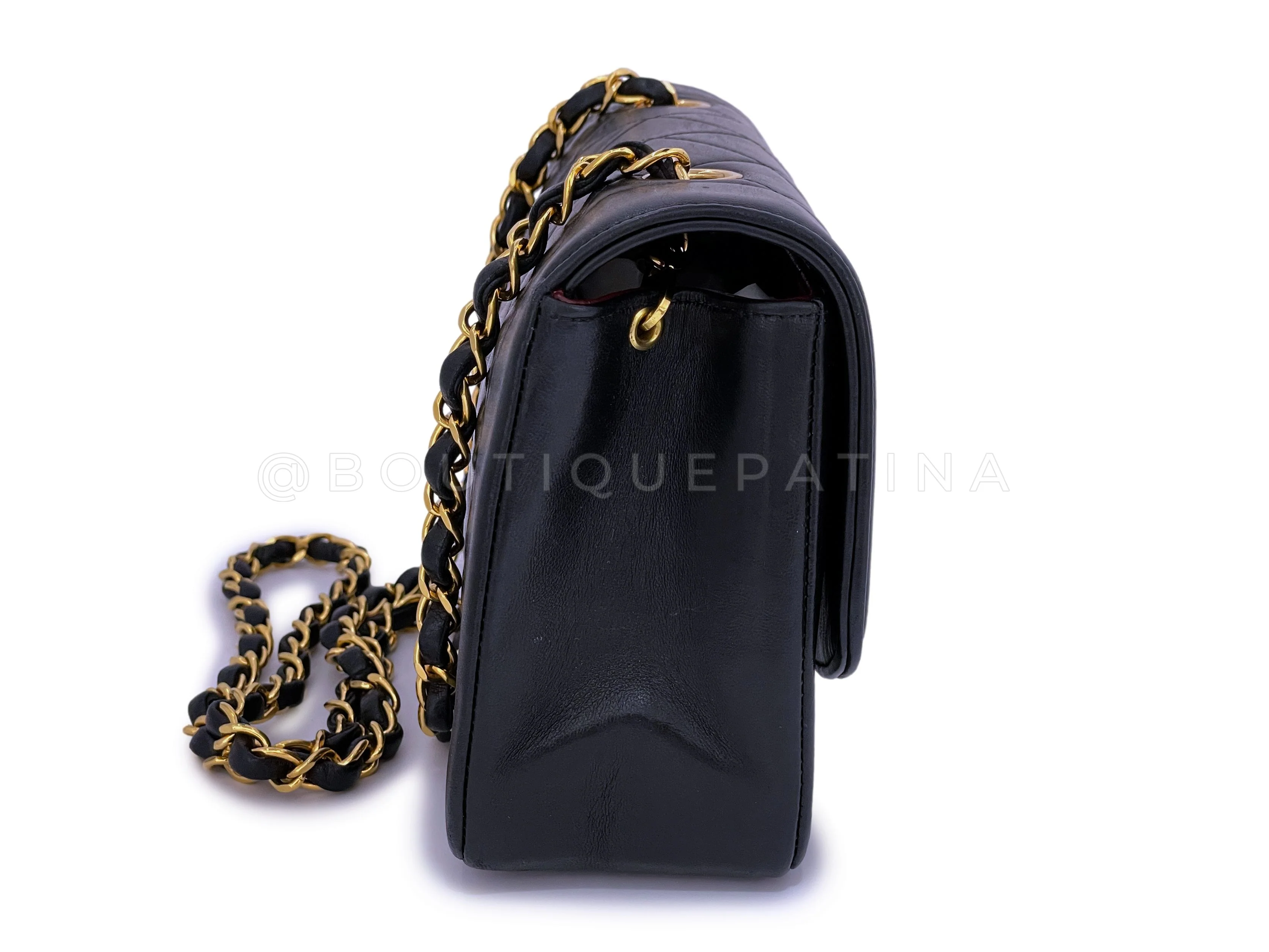 Chanel 1991 Vintage Black Small Diana Flap Bag 24k GHW Lambskin - Image 4