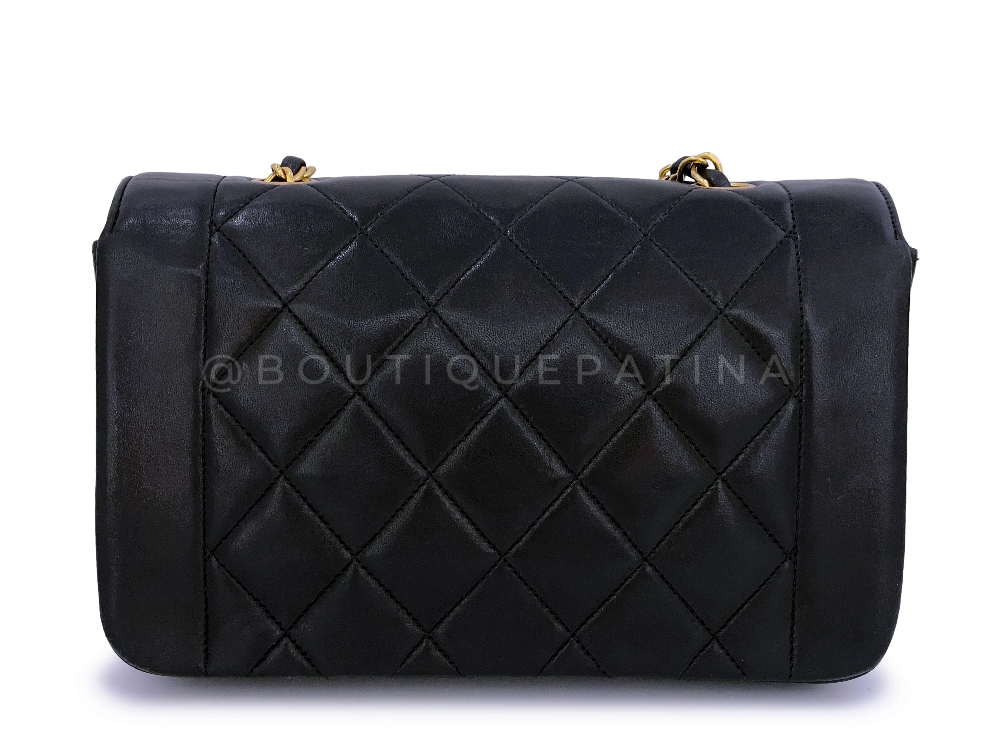 Chanel 1991 Vintage Black Small Diana Flap Bag 24k GHW Lambskin - Image 5