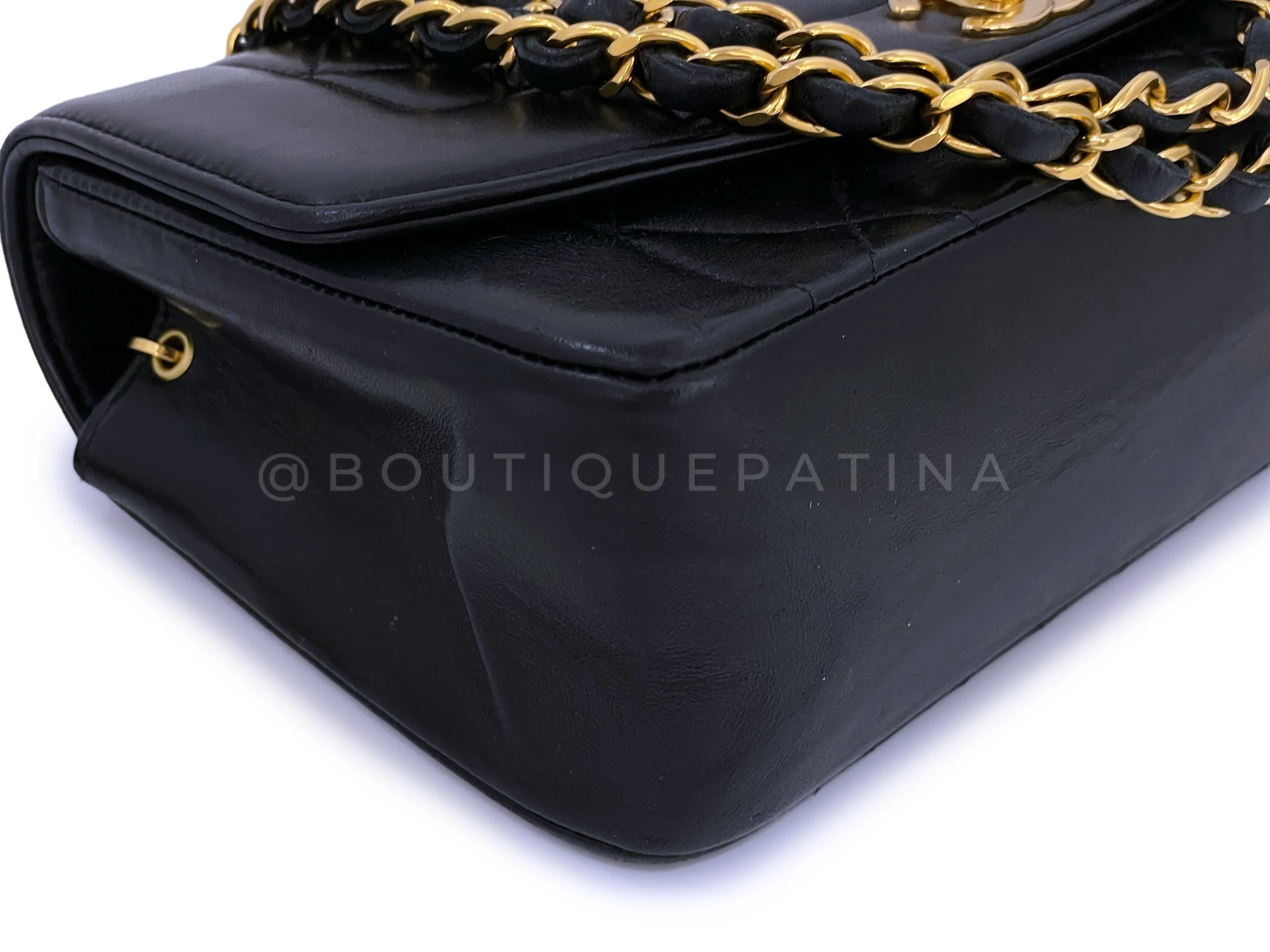 Chanel 1991 Vintage Black Small Diana Flap Bag 24k GHW Lambskin - Image 7
