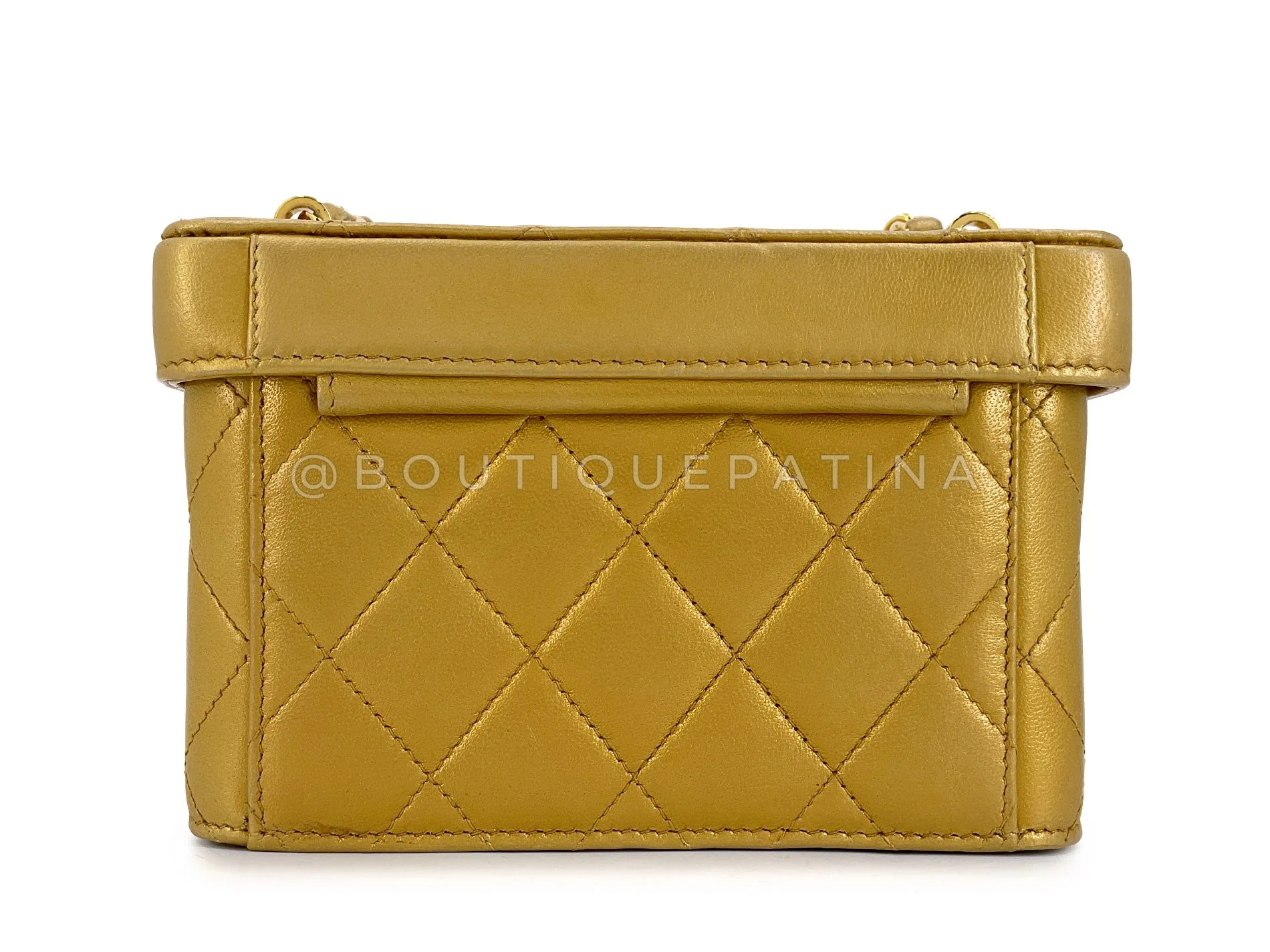 Chanel 1991 Vintage Gold Bronze Petite Box Vanity Bag 24k GHW TVY - Image 5
