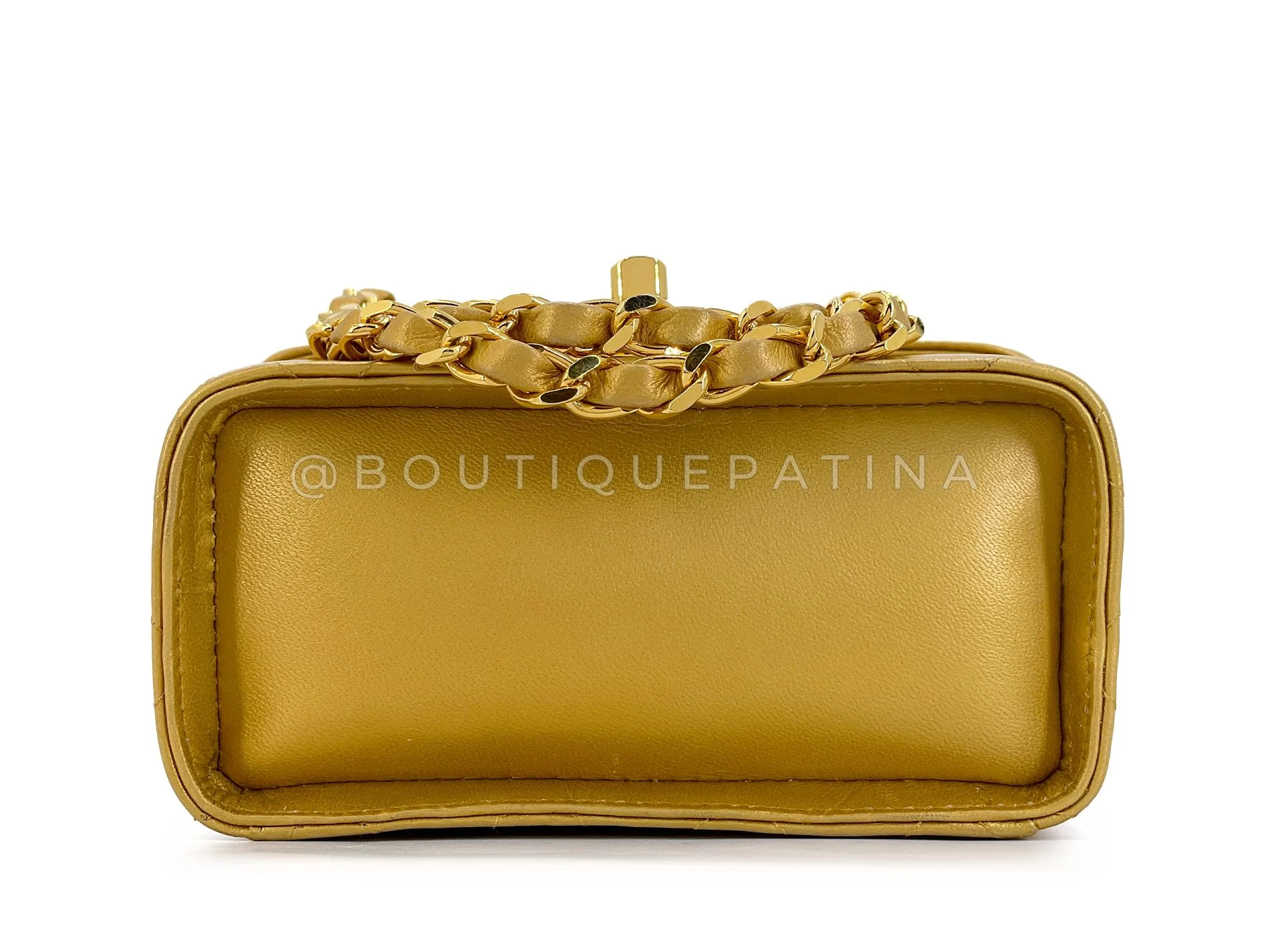 Chanel 1991 Vintage Gold Bronze Petite Box Vanity Bag 24k GHW TVY - Image 6