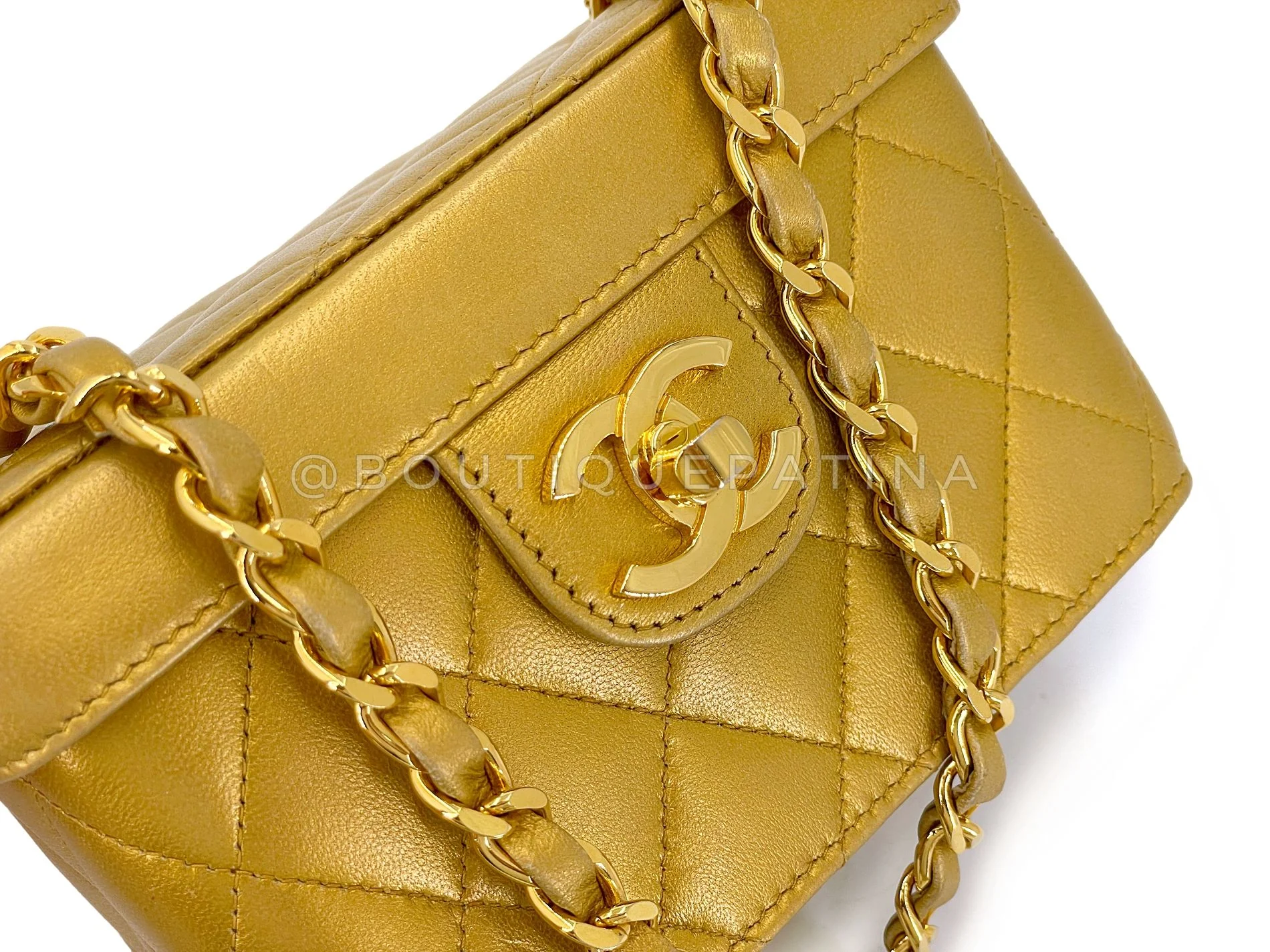 Chanel 1991 Vintage Gold Bronze Petite Box Vanity Bag 24k GHW TVY - Image 8