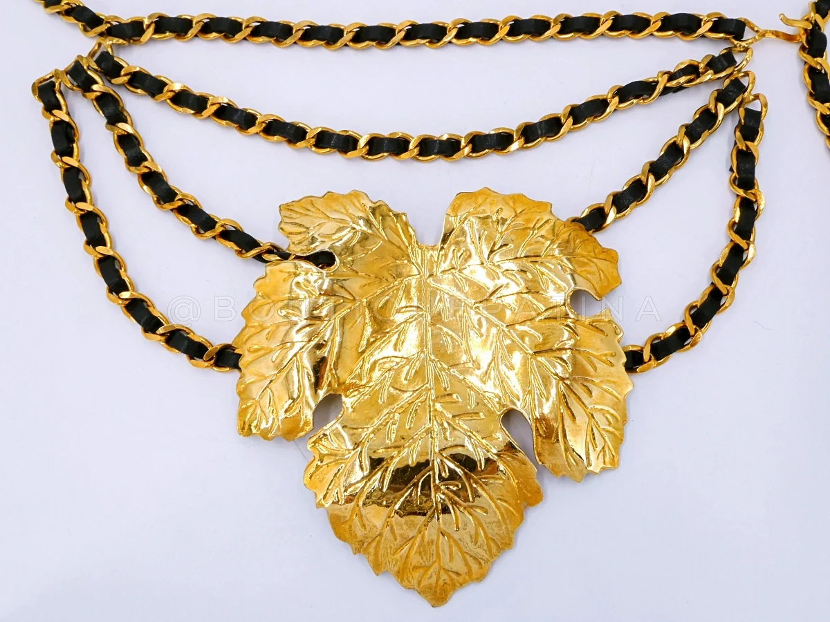 Chanel 1992 Spring Fig Leaf Runway Triple Woven Chain Belt - Image 3
