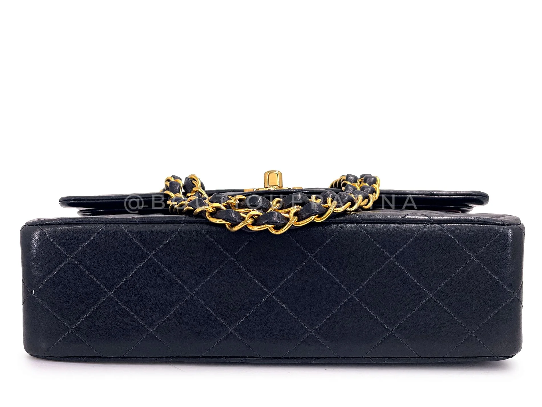 Chanel 1992 Vintage Black Lambskin Small Classic Double Flap Bag 24k GHW AGE - Image 6