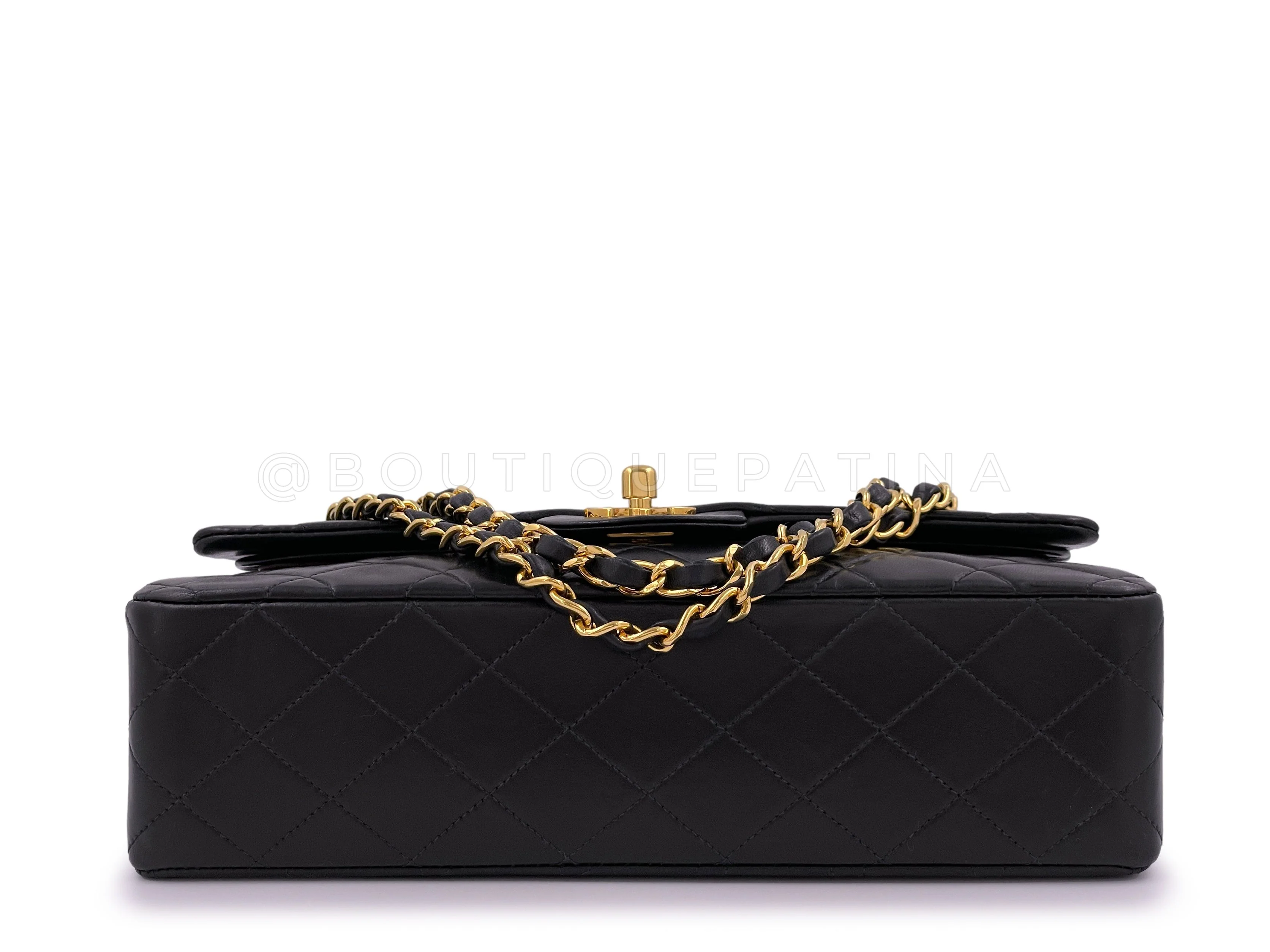 Chanel 1992 Vintage Black Medium Classic Double Flap Bag 24k GHW Lambskin - Image 6