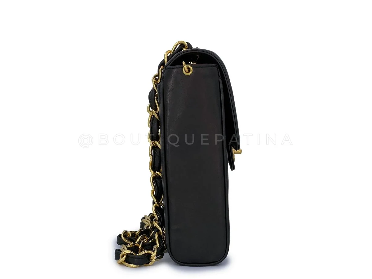 Chanel 1992 Vintage Mademoiselle Square Classic Flap Bag Black Lambskin 24k GHW - Image 4