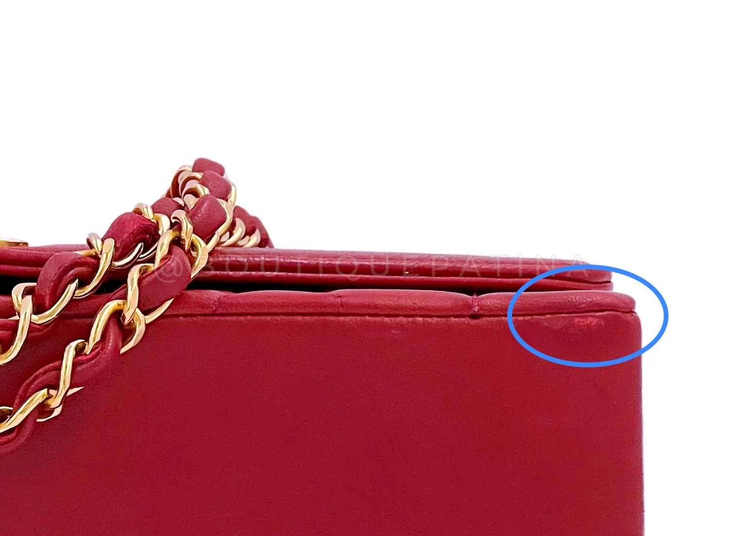 Chanel 1992 Vintage Red Diana Flap Bag Lambskin Medium 24k GHW - Image 8