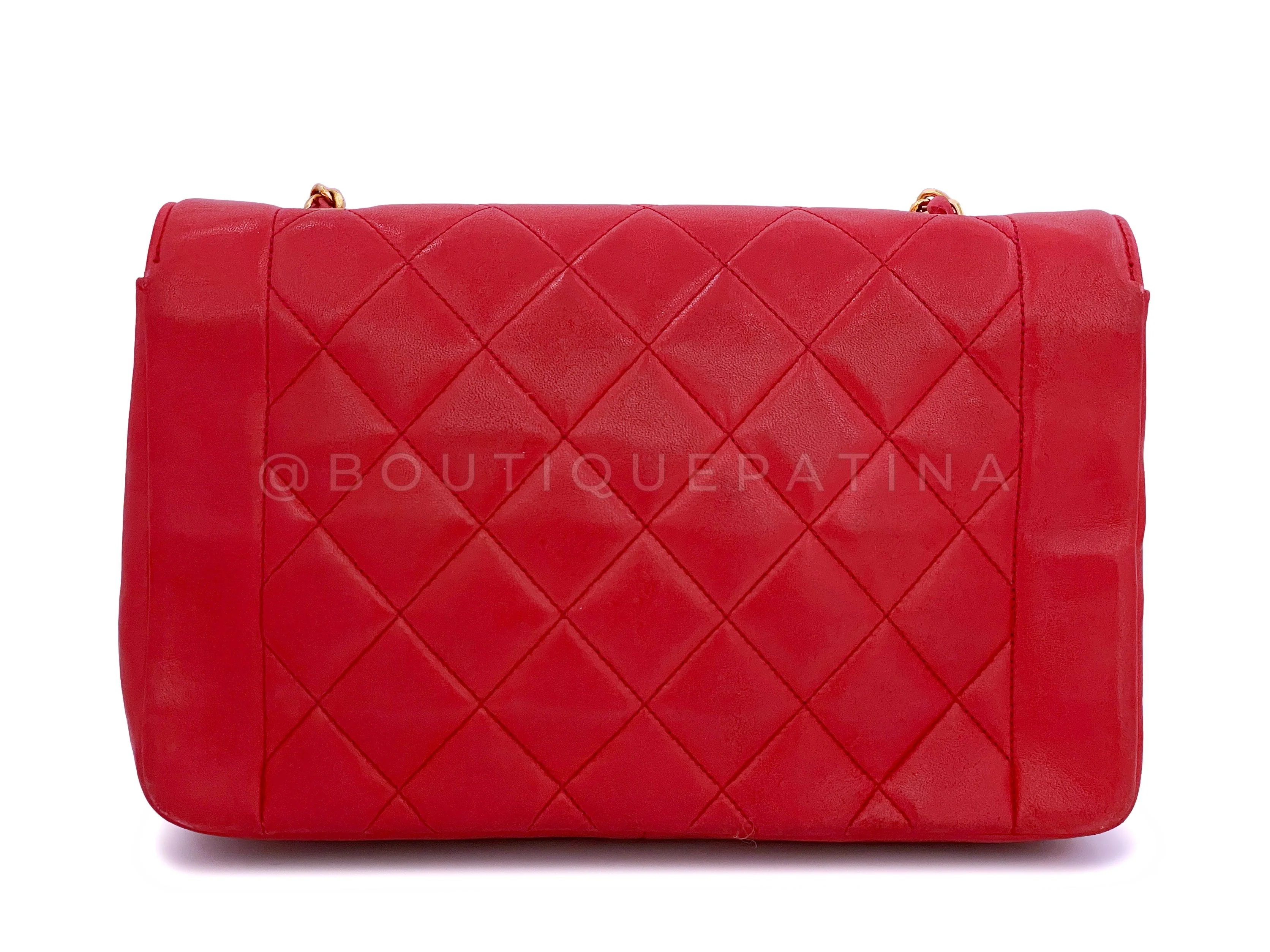 Chanel 1993 Vintage Red Medium Diana Flap Bag 24k GHW - Image 5