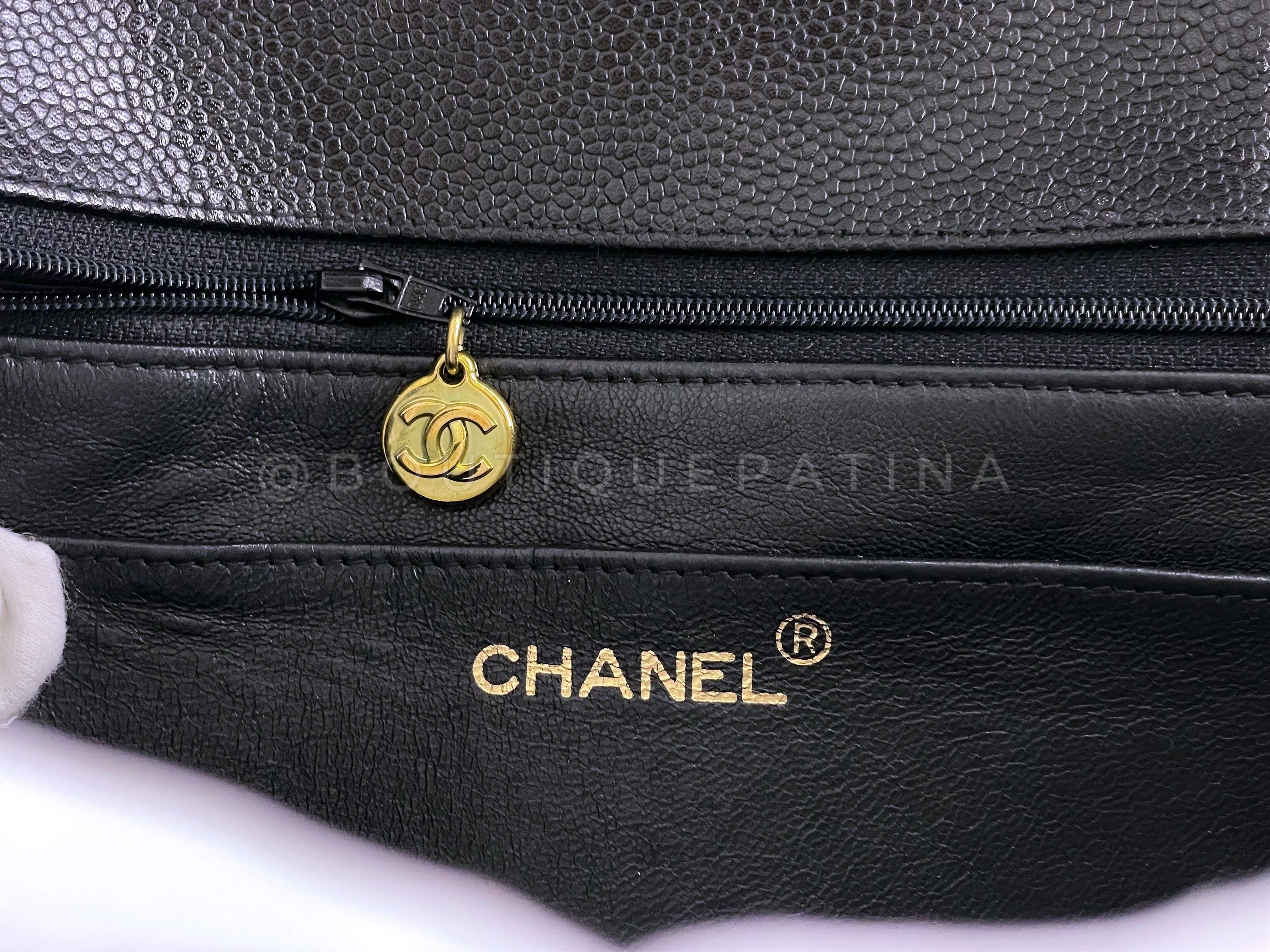Chanel 1994 Vintage Black Caviar Jumbo Logo Mademoiselle Kelly Bag 24k GHW - Image 11