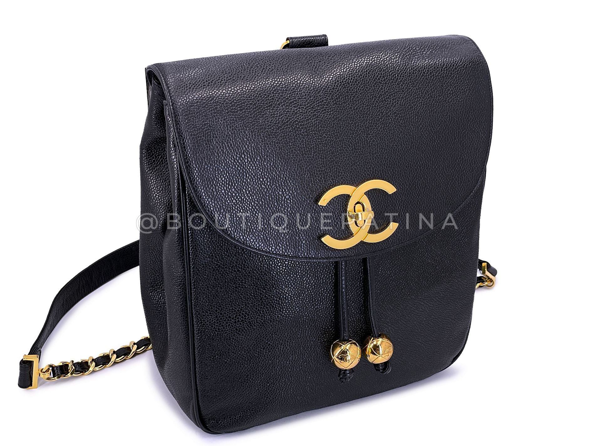 Chanel 1994 Vintage Black Caviar Oversized CC Backpack Bag 24k GHW 1T7 - Image 2