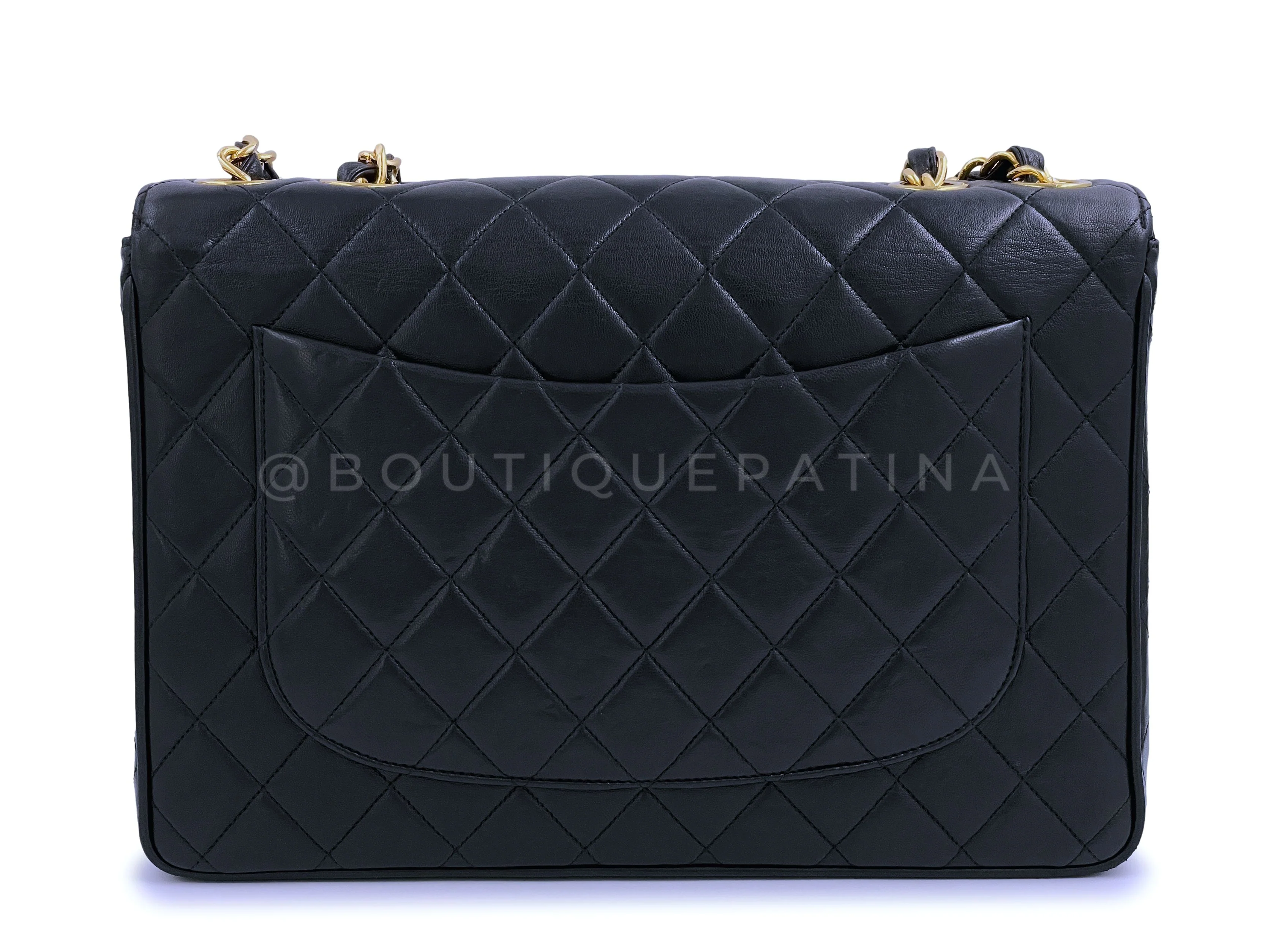 Chanel 1994 Vintage Black Jumbo Classic Flap Bag 24k GHW - Image 5