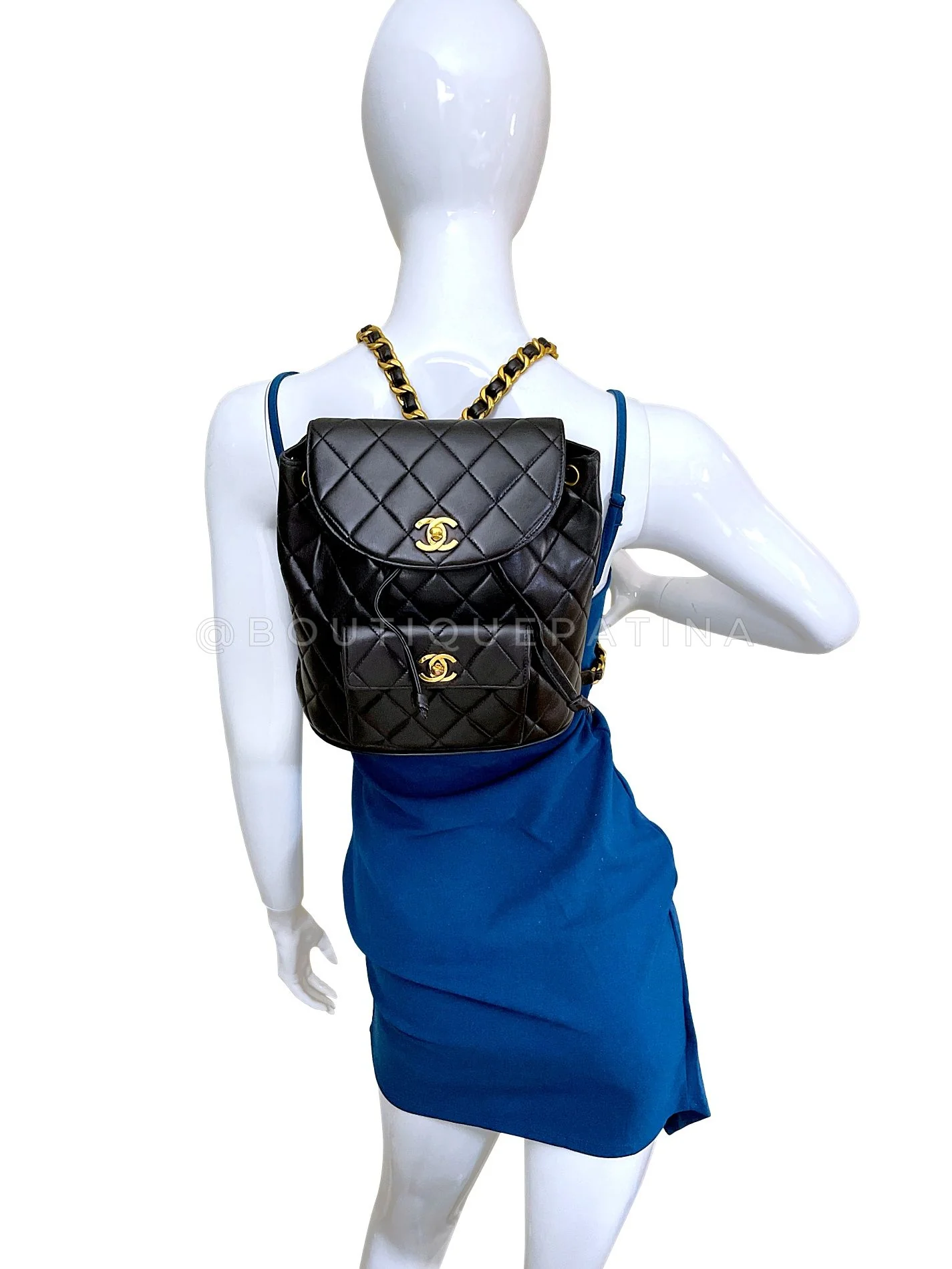 Chanel 1994 Vintage Black Lambskin Duma Backpack Bag 24k GHW CAR - Image 14