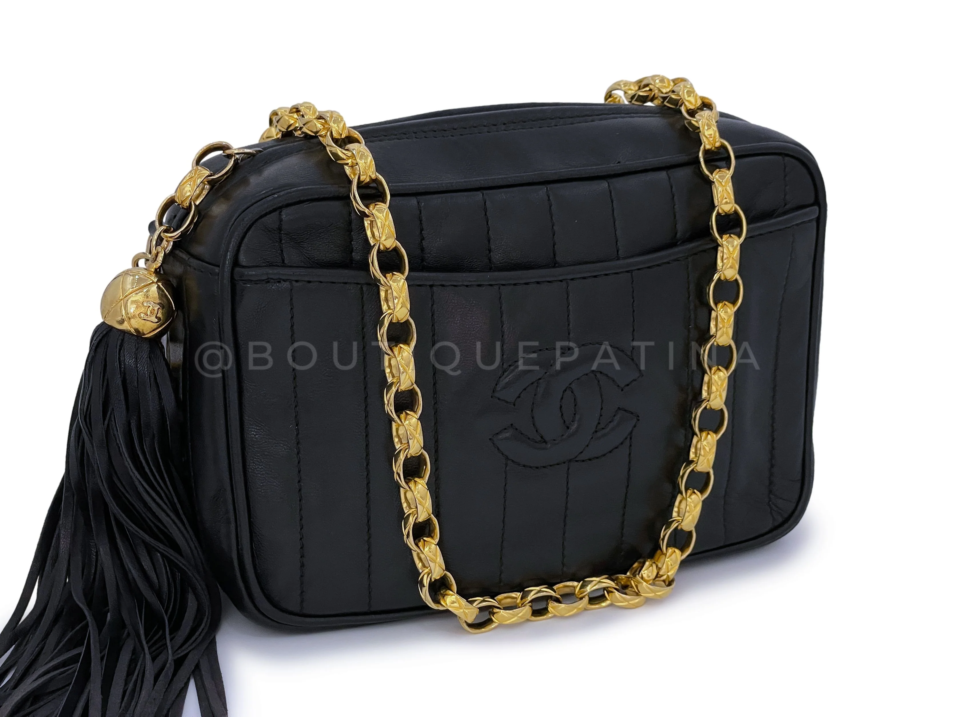 Chanel 1994 Vintage Black Mademoiselle Lambskin Mini Camera Bag 24k GHW - Image 2