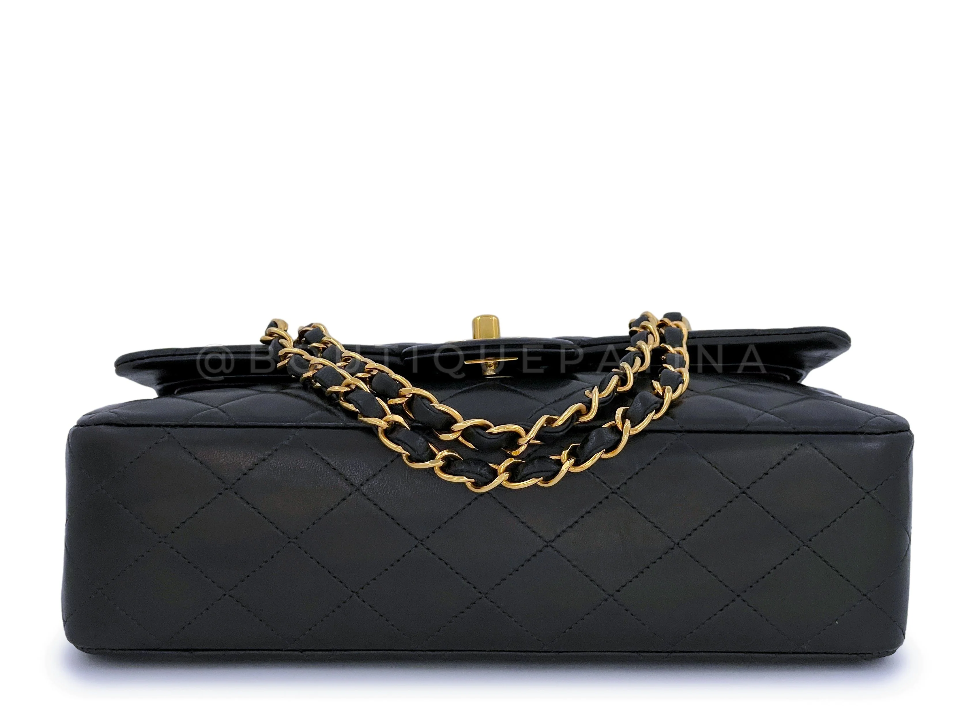 Chanel 1994 Vintage Black Medium Classic Double Flap Bag 24k GHW Lambskin - Image 6