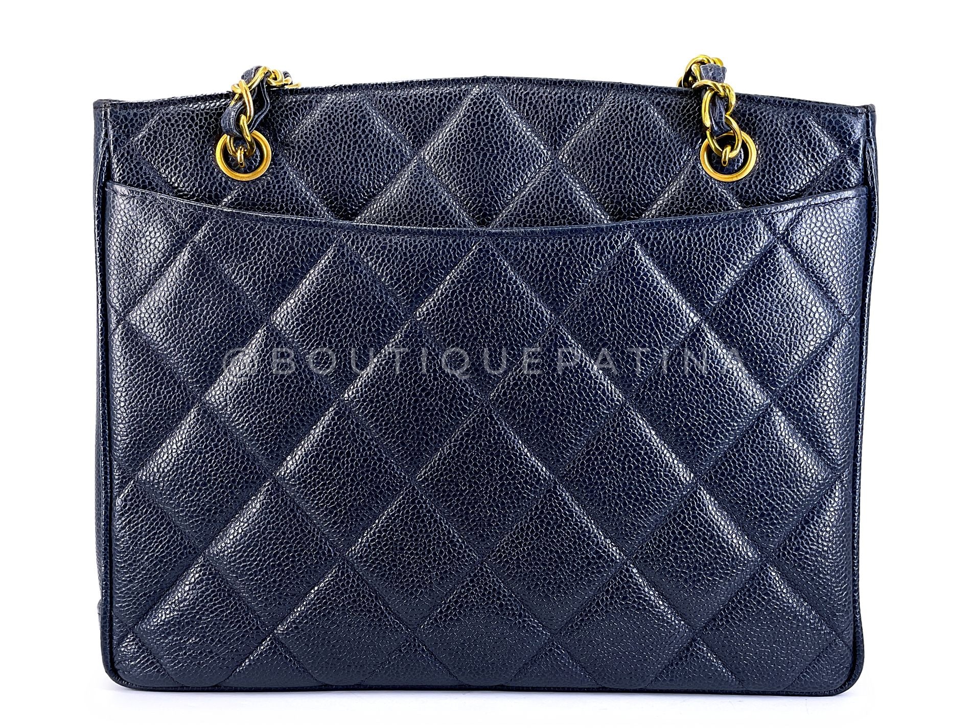 Chanel 1994 Vintage Navy Blue Medium Shopper Tote Bag 24k GHW CCY - Image 5