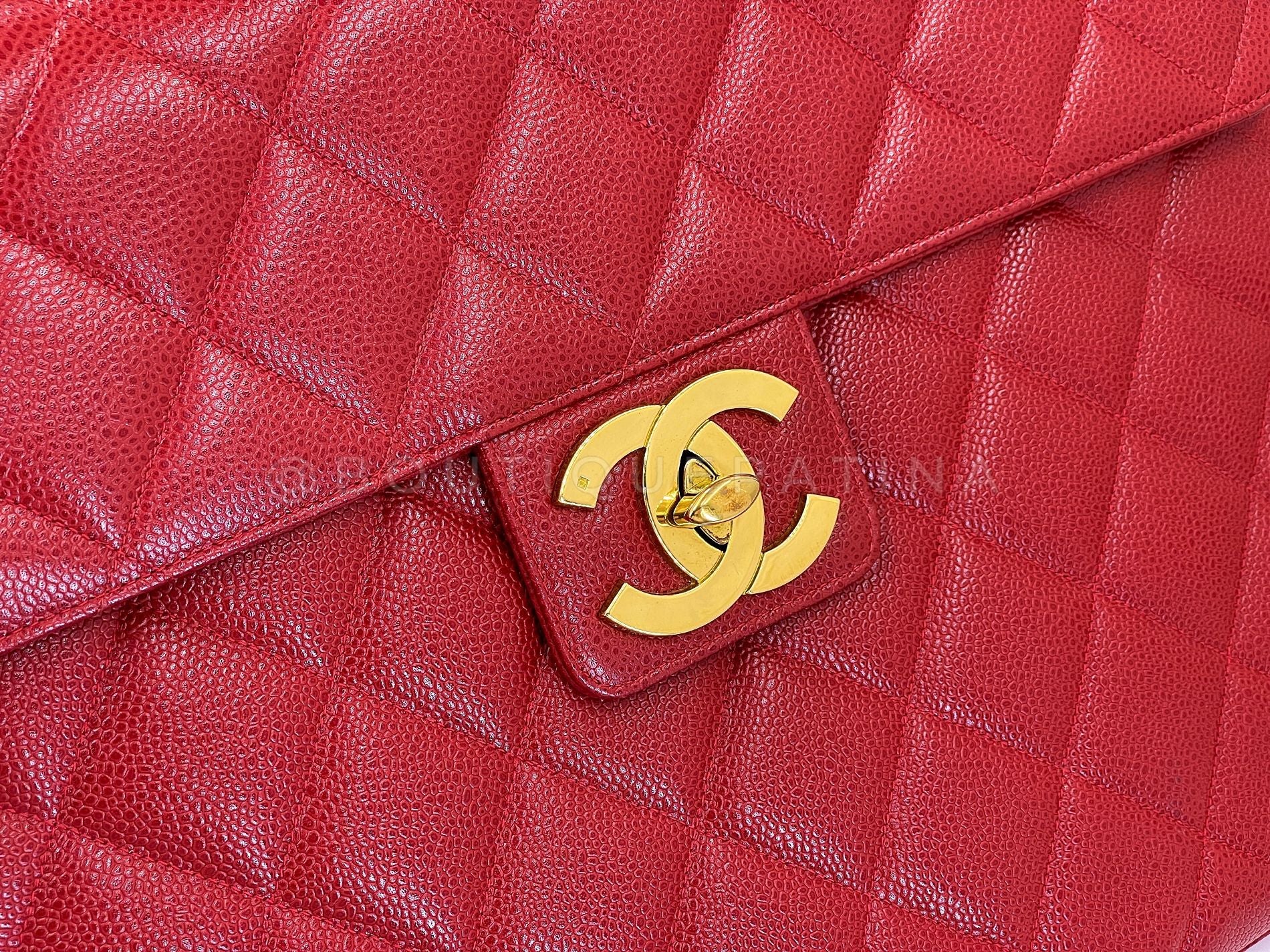 Chanel 1994 Vintage Red Caviar Briefcase Tote Bag 24k GHW I0A - Image 8
