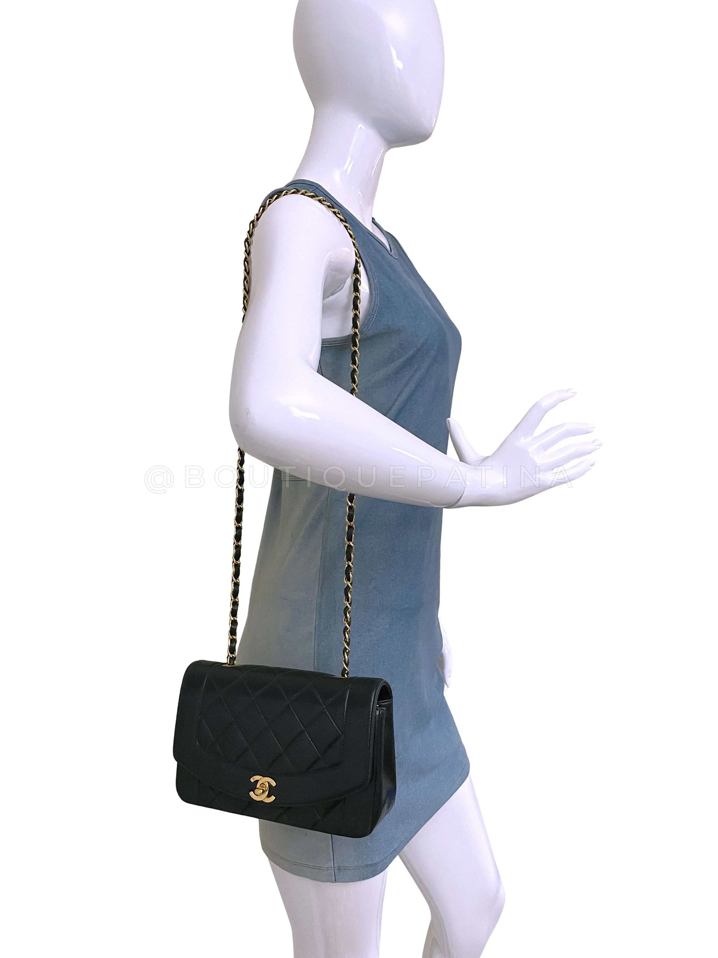 Chanel 1994 Vintage Small Diana Bag Black 24k GHW VTN - Image 15