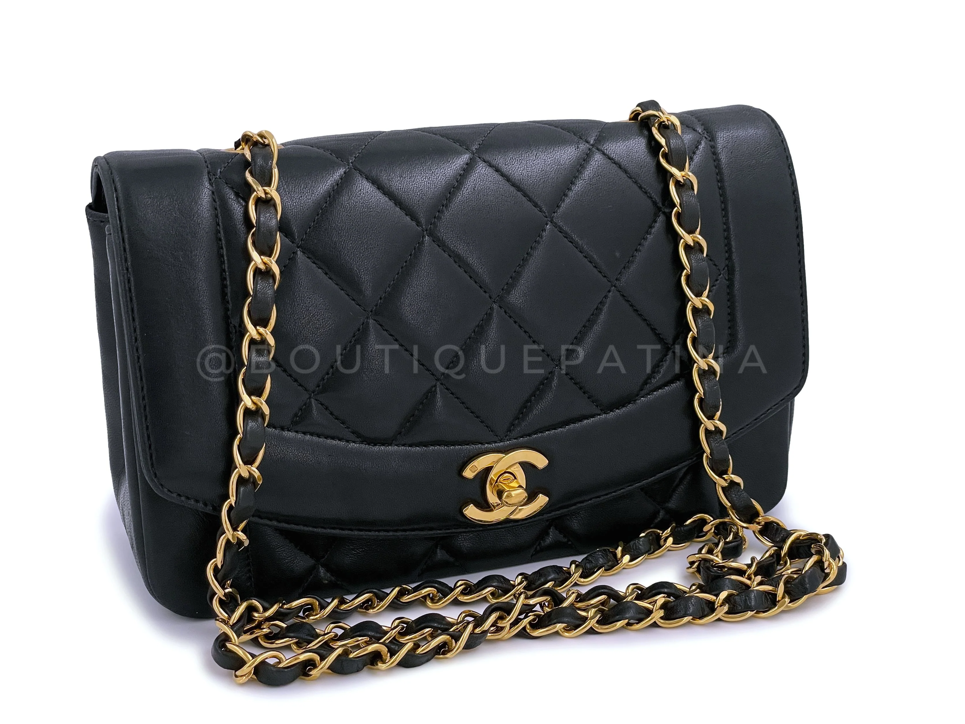 Chanel 1994 Vintage Small Diana Bag Black 24k GHW VTN - Image 2