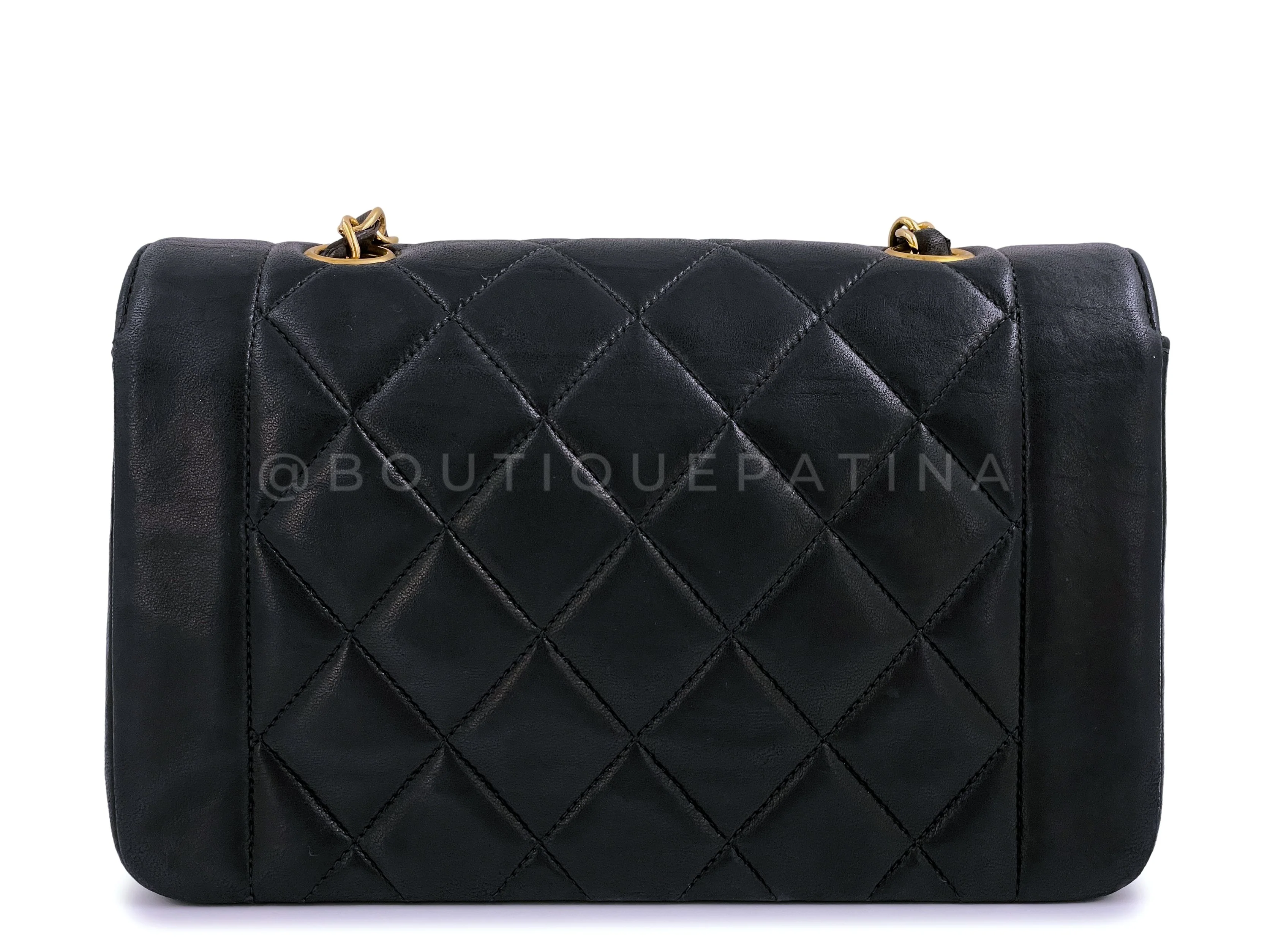 Chanel 1994 Vintage Small Diana Bag Black 24k GHW VTN - Image 5