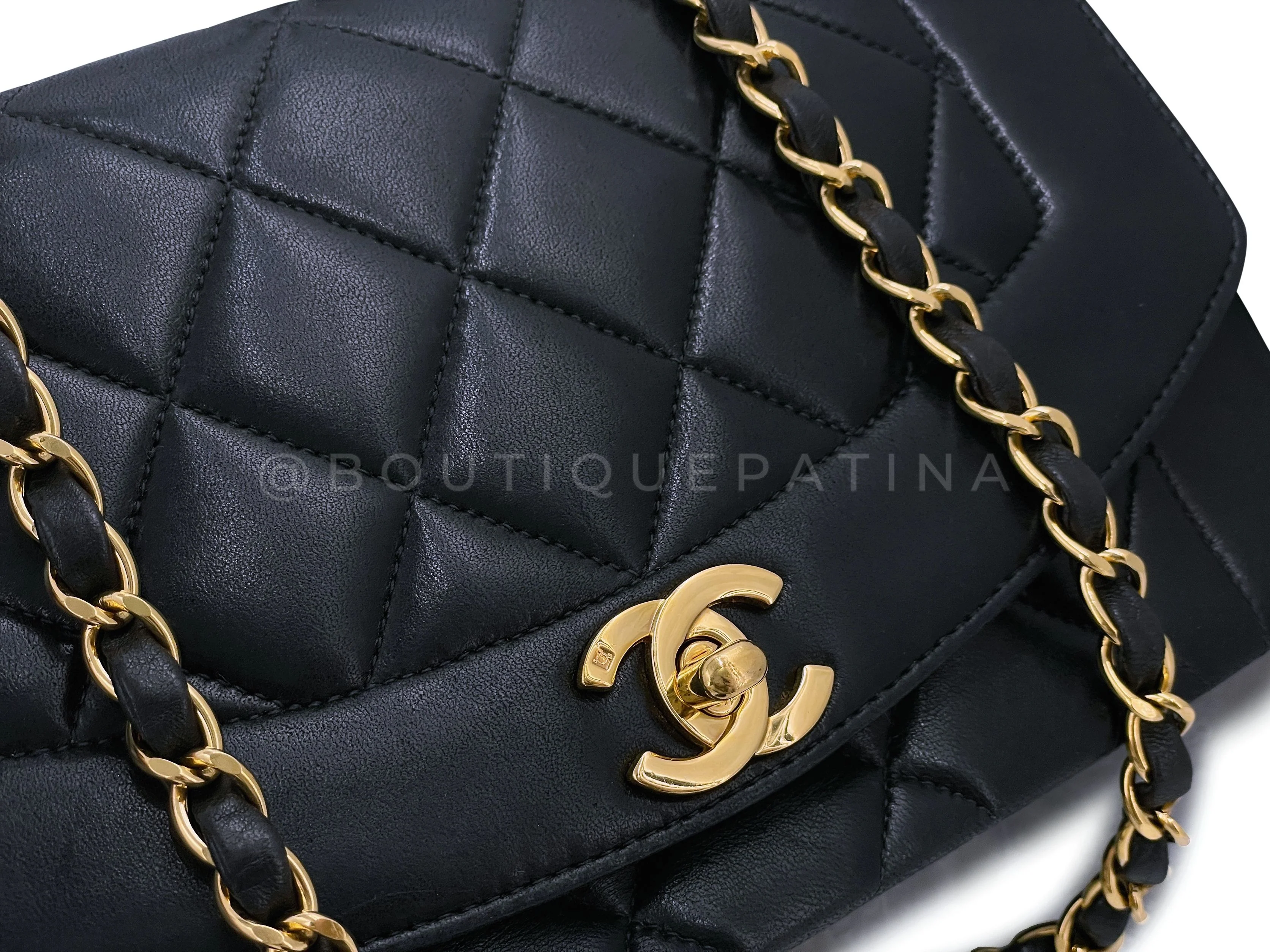 Chanel 1994 Vintage Small Diana Bag Black 24k GHW VTN - Image 8