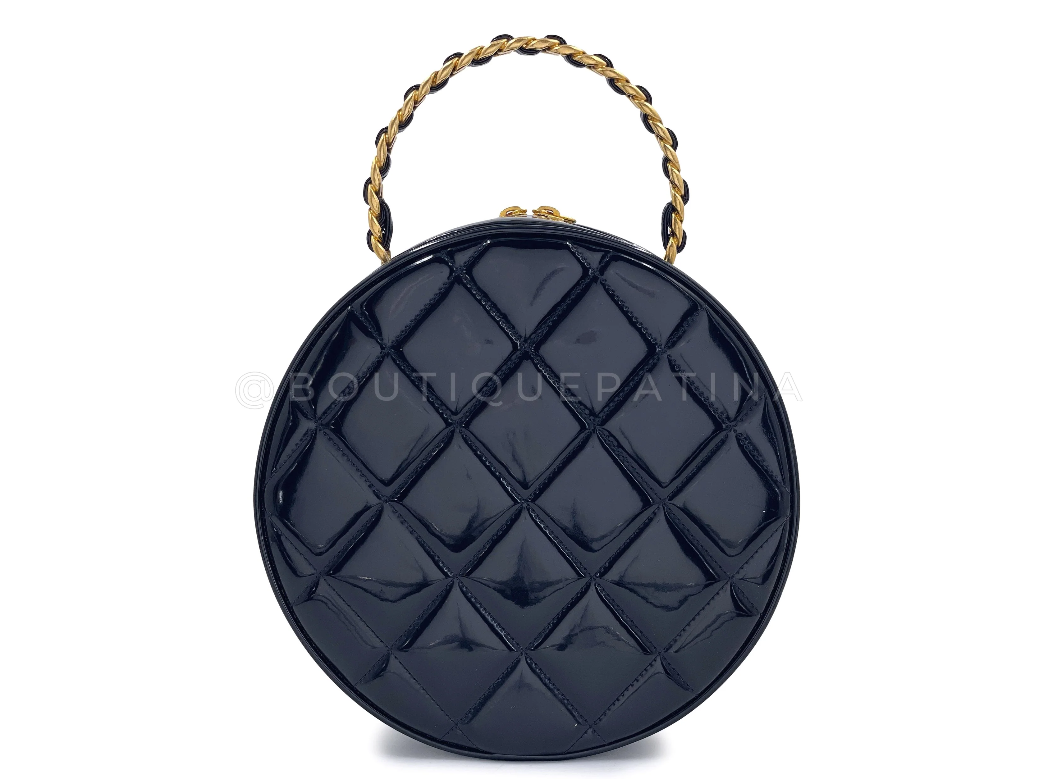 Chanel 1995 Barbie Vanity Round Patent Circle Case Bag 24k GHW PSJ - Image 5