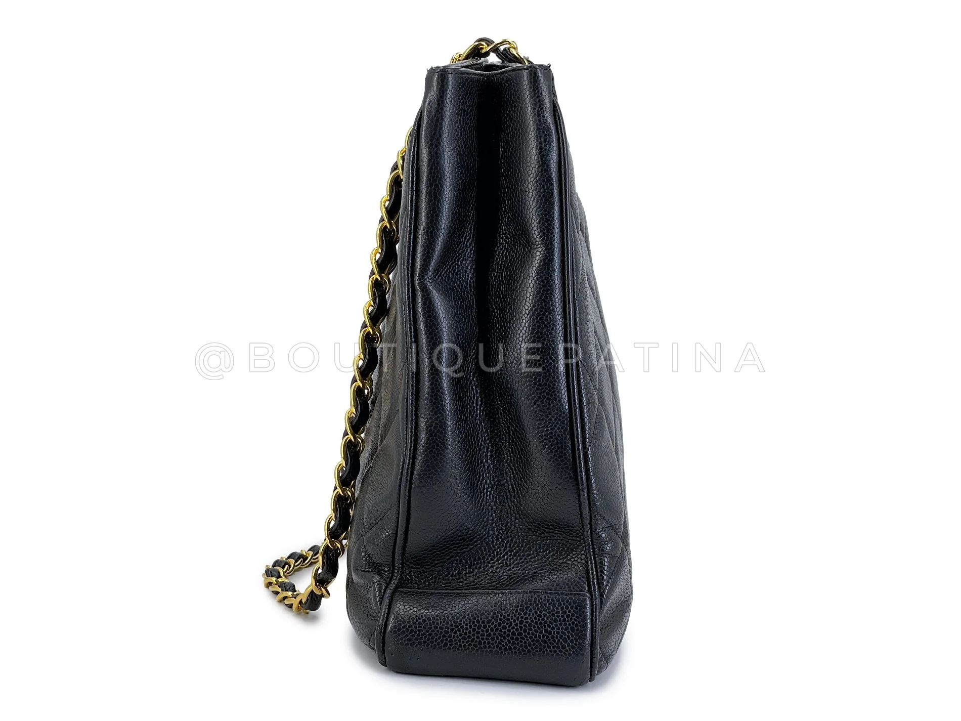 Chanel 1995 Vintage Black Caviar Large CC Timeless Shopper Tote Bag 24k GHW K1U - Image 4