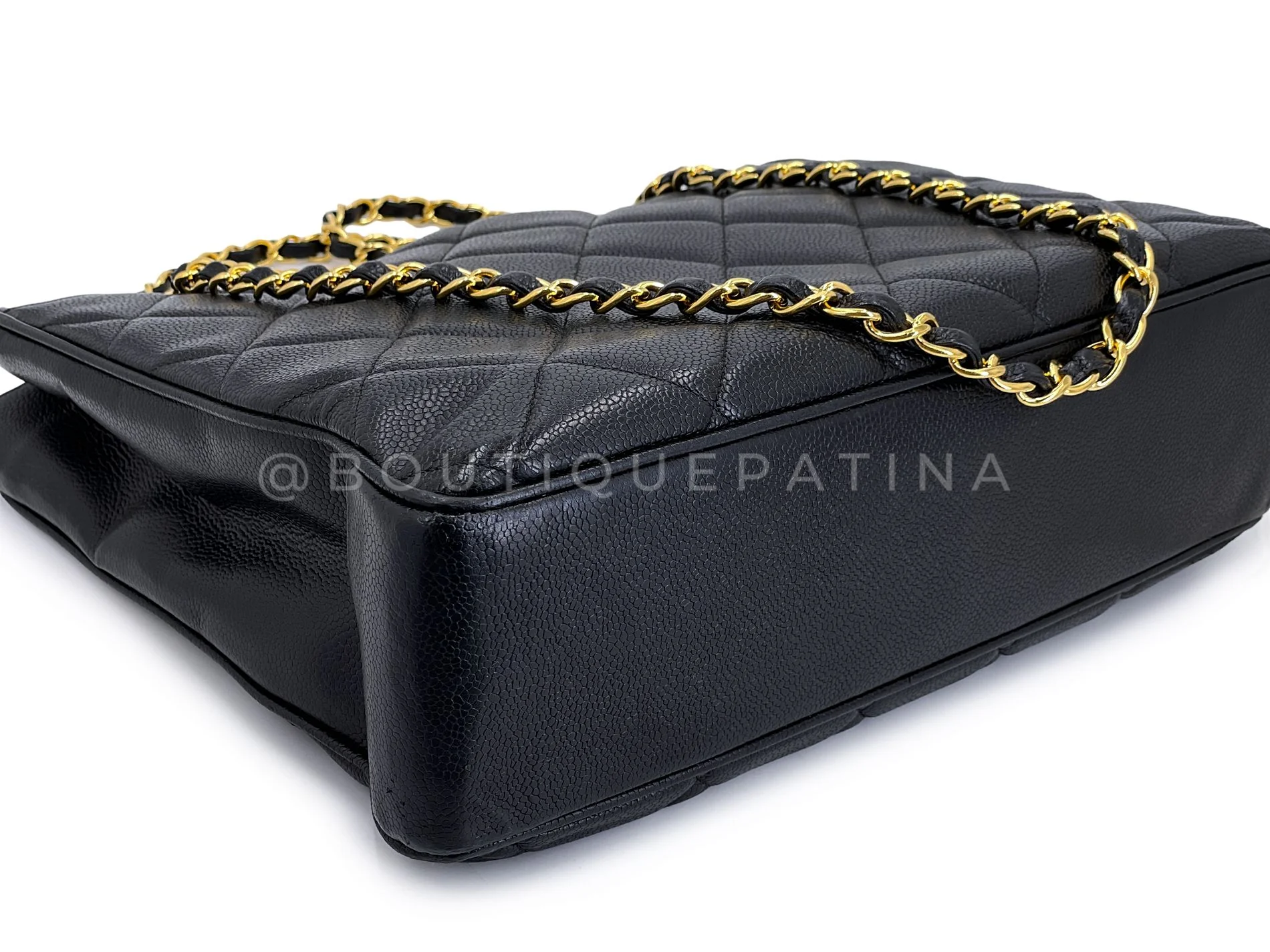 Chanel 1995 Vintage Black Caviar Large CC Timeless Shopper Tote Bag 24k GHW K1U - Image 7
