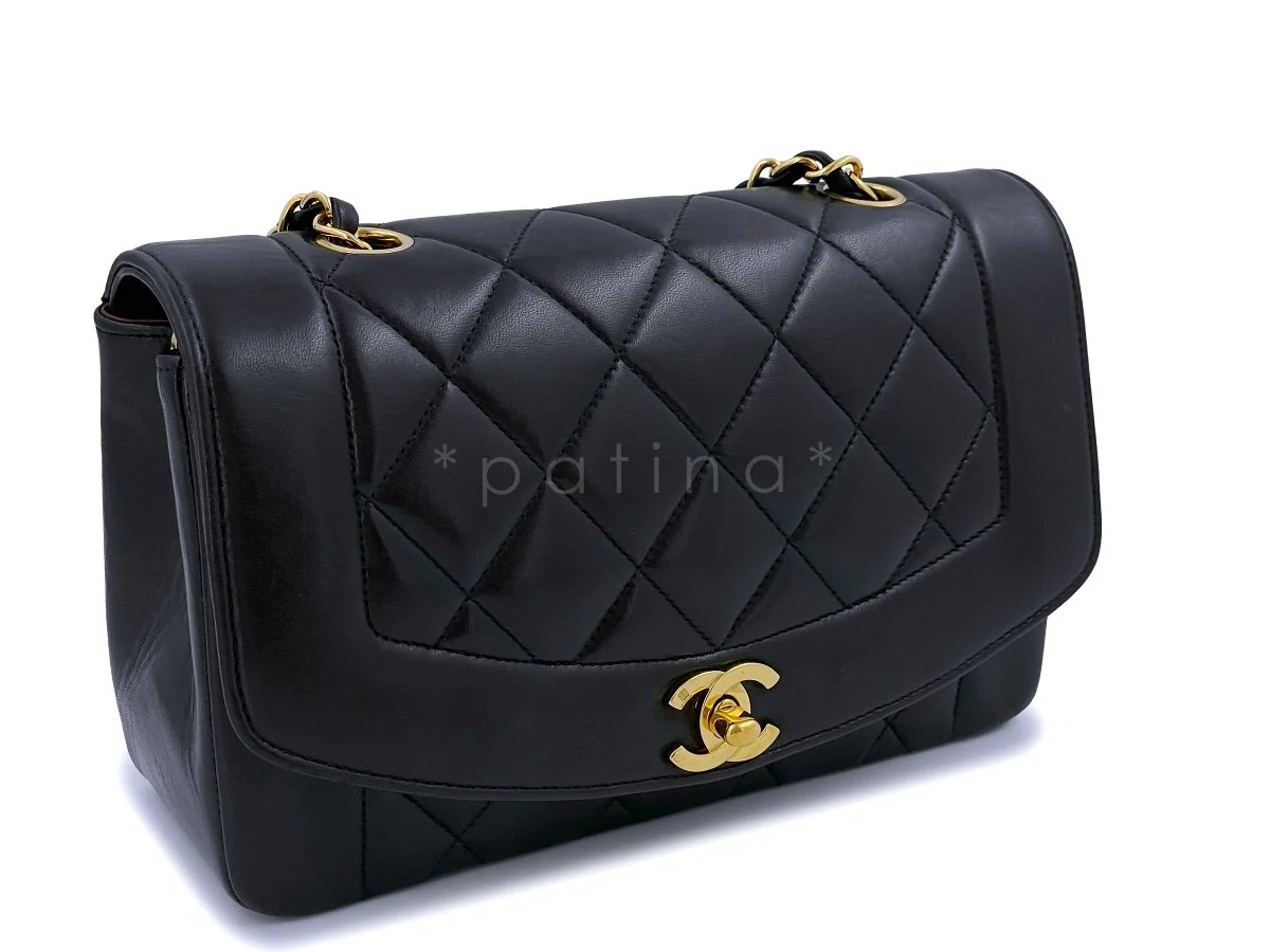 Chanel 1995 Vintage Black Small Diana Flap Bag 24k GHW Lambskin - Image 3