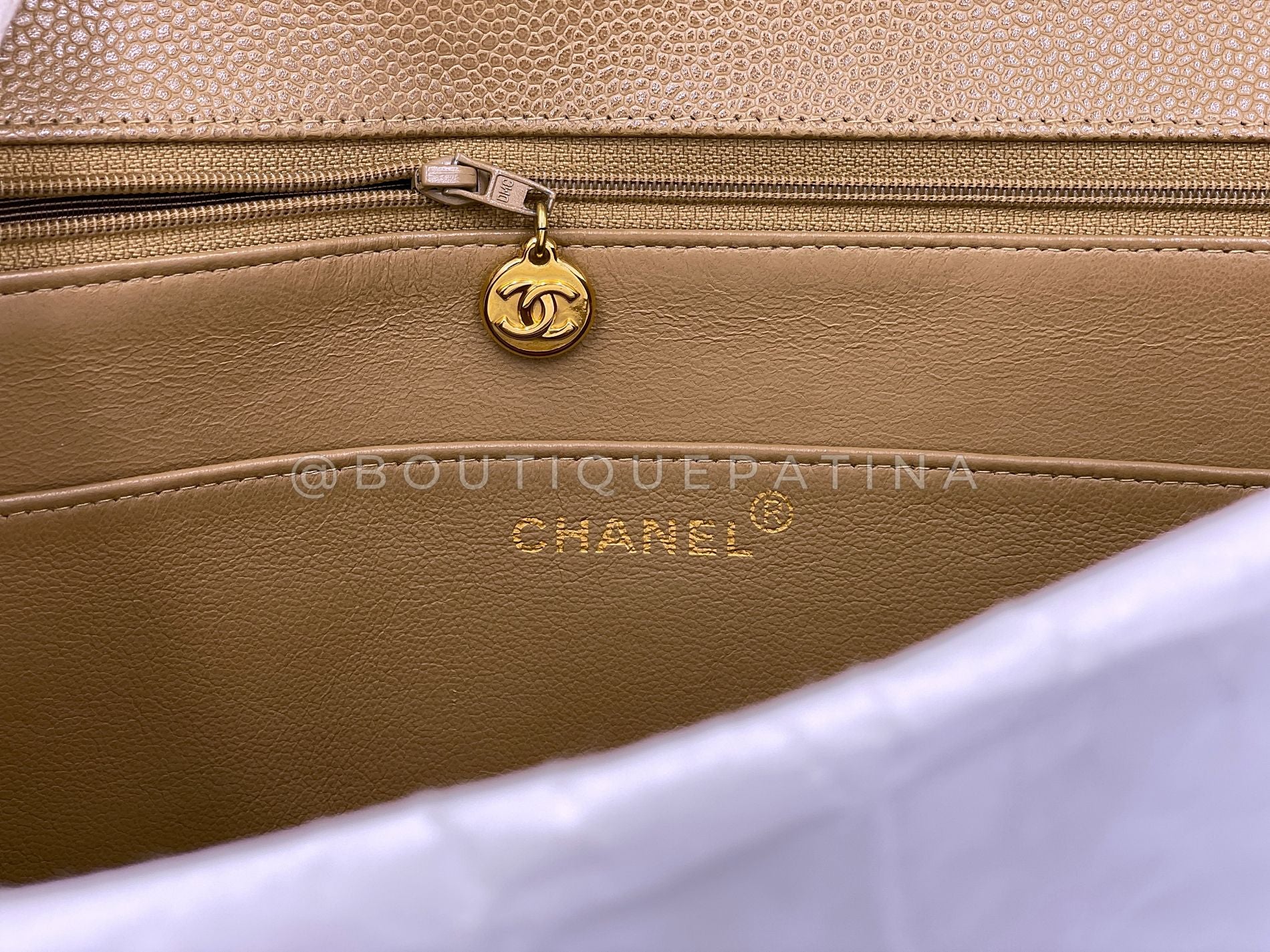 Chanel 1995 Vintage Taupe Beige Caviar Briefcase Tote Bag 24k GHW 7Z0 - Image 11
