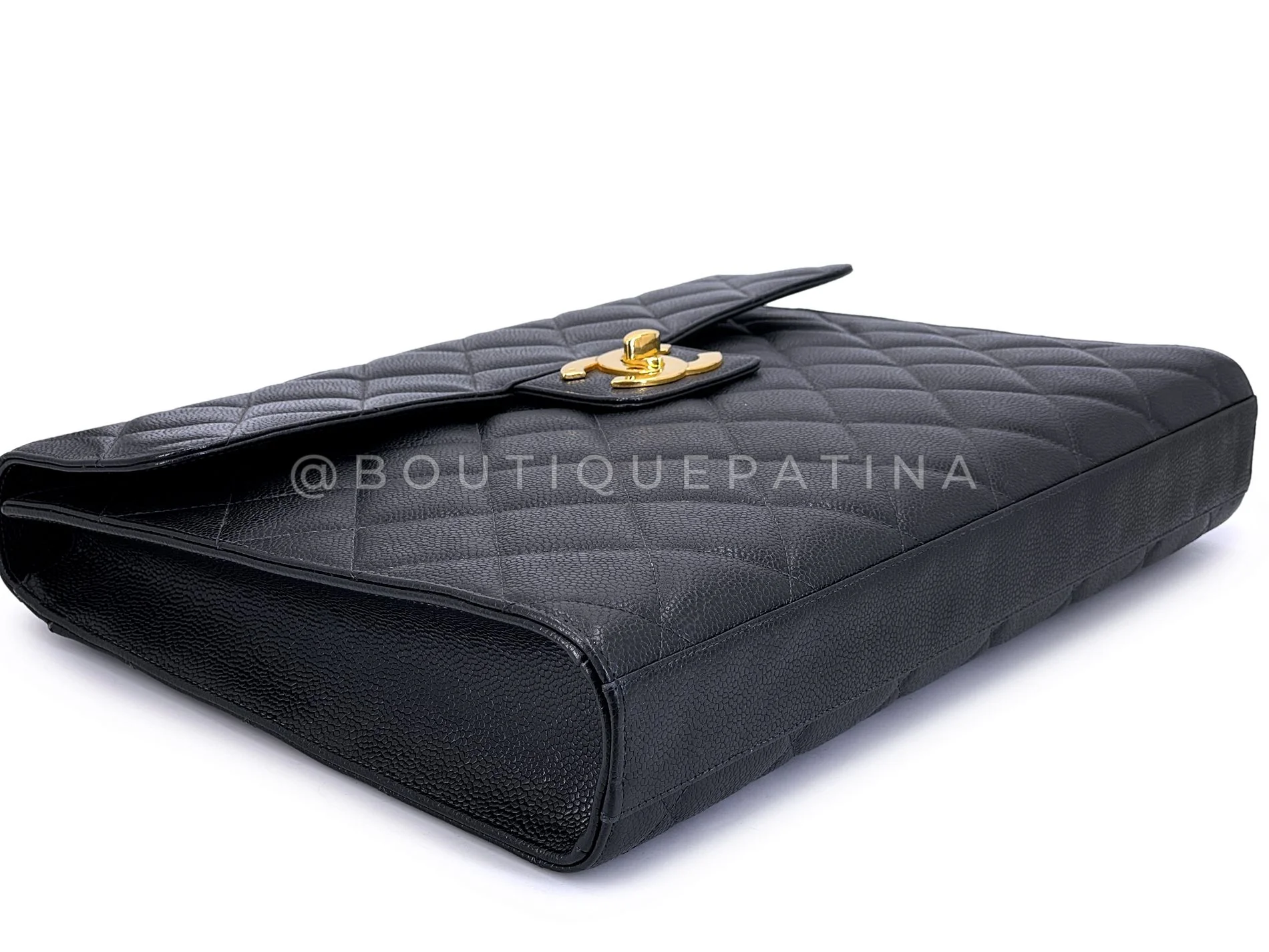 Chanel 1996 Vintage Black Caviar Briefcase Tote Bag 24k GHW YDR - Image 7