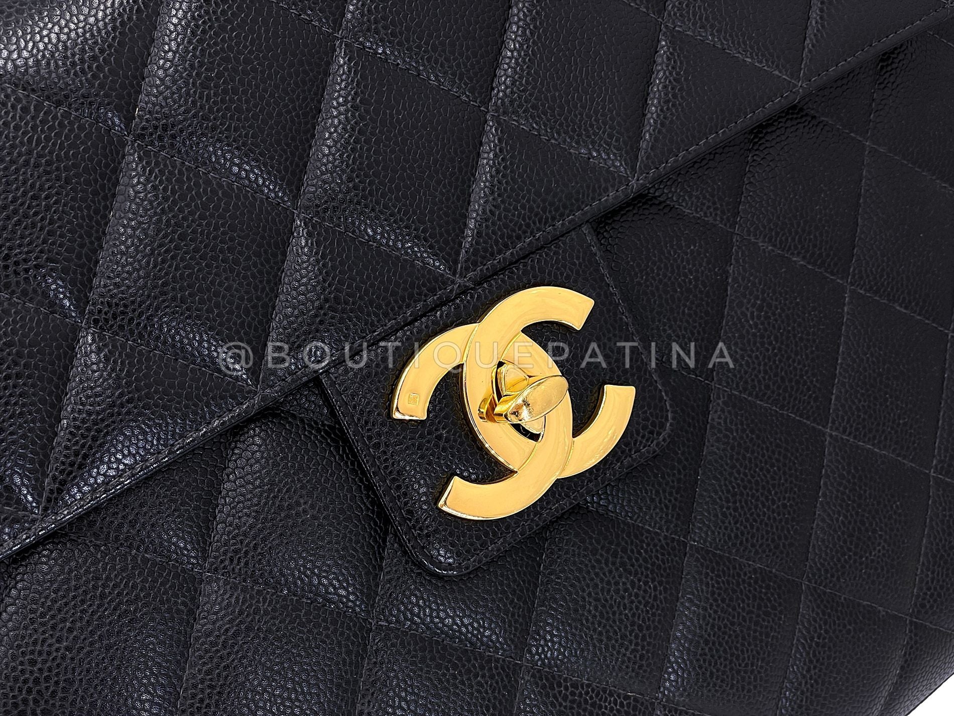 Chanel 1996 Vintage Black Caviar Briefcase Tote Bag 24k GHW YDR - Image 8