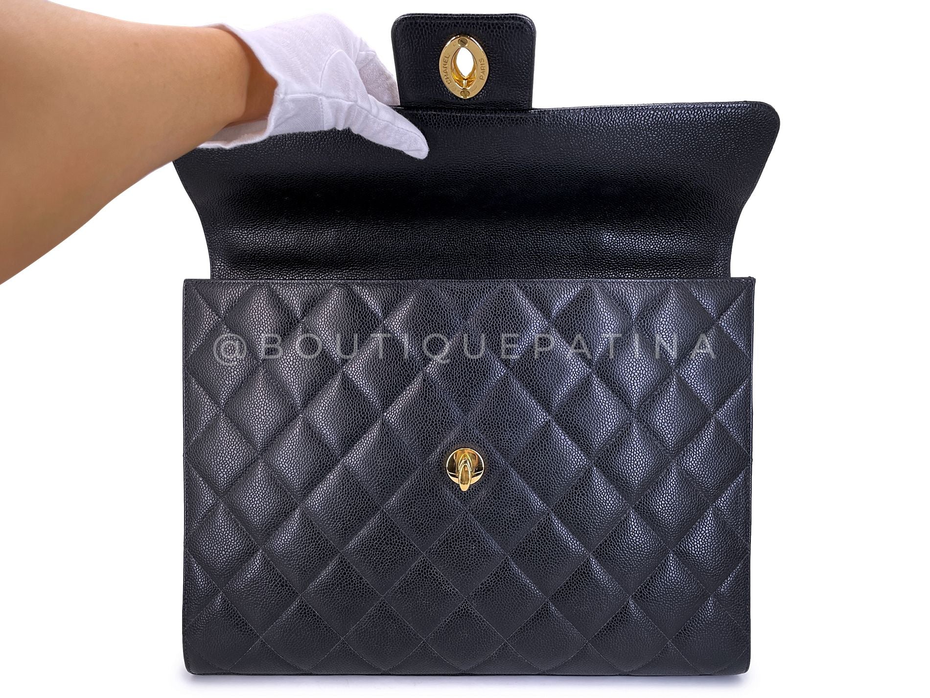 Chanel 1996 Vintage Black Caviar Briefcase Tote Bag 24k GHW YDR - Image 9