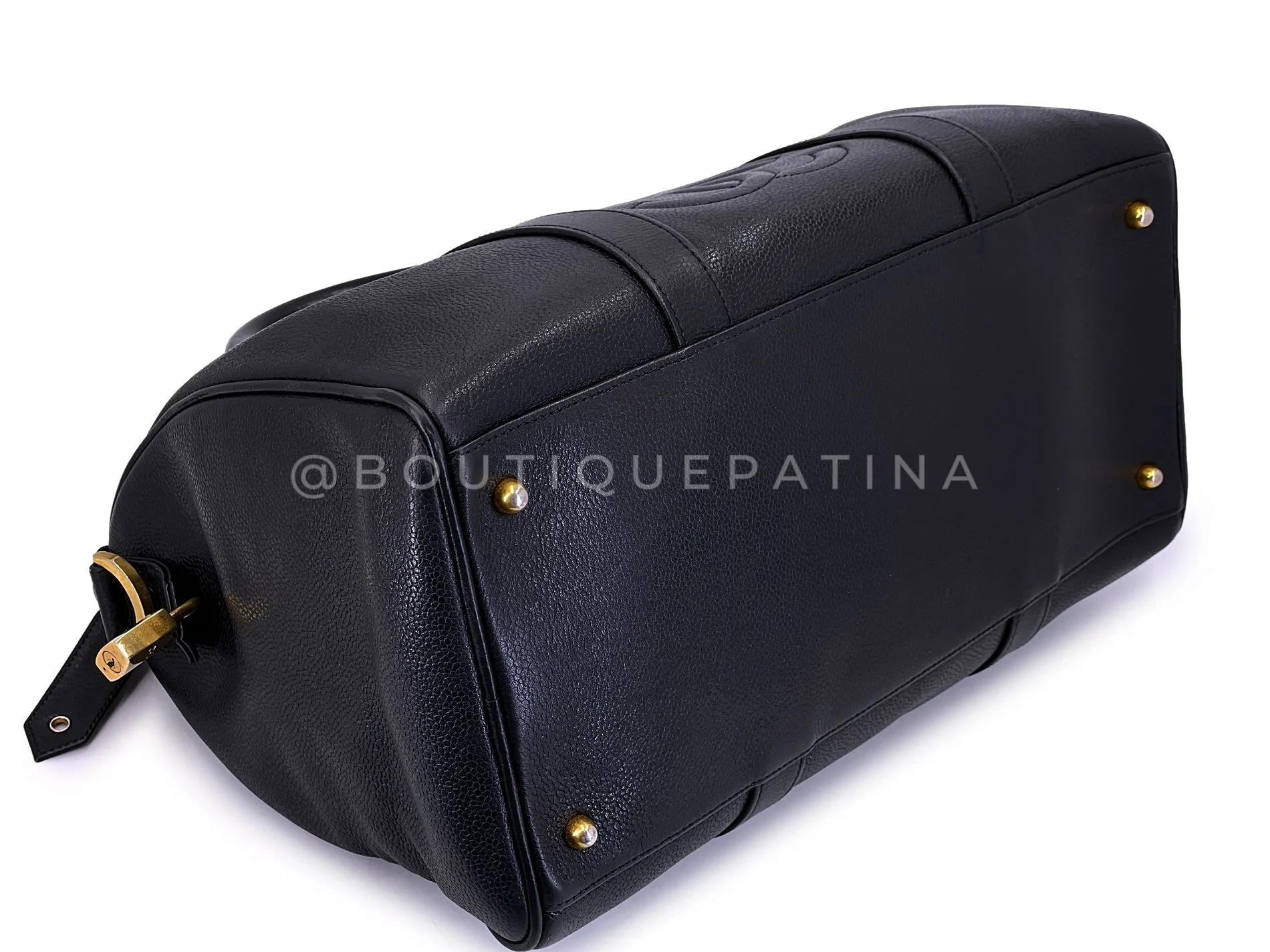 Chanel 1996 Vintage Black Caviar Duffle Duffel Bowler Bag Small 24k GHW OHL - Image 6