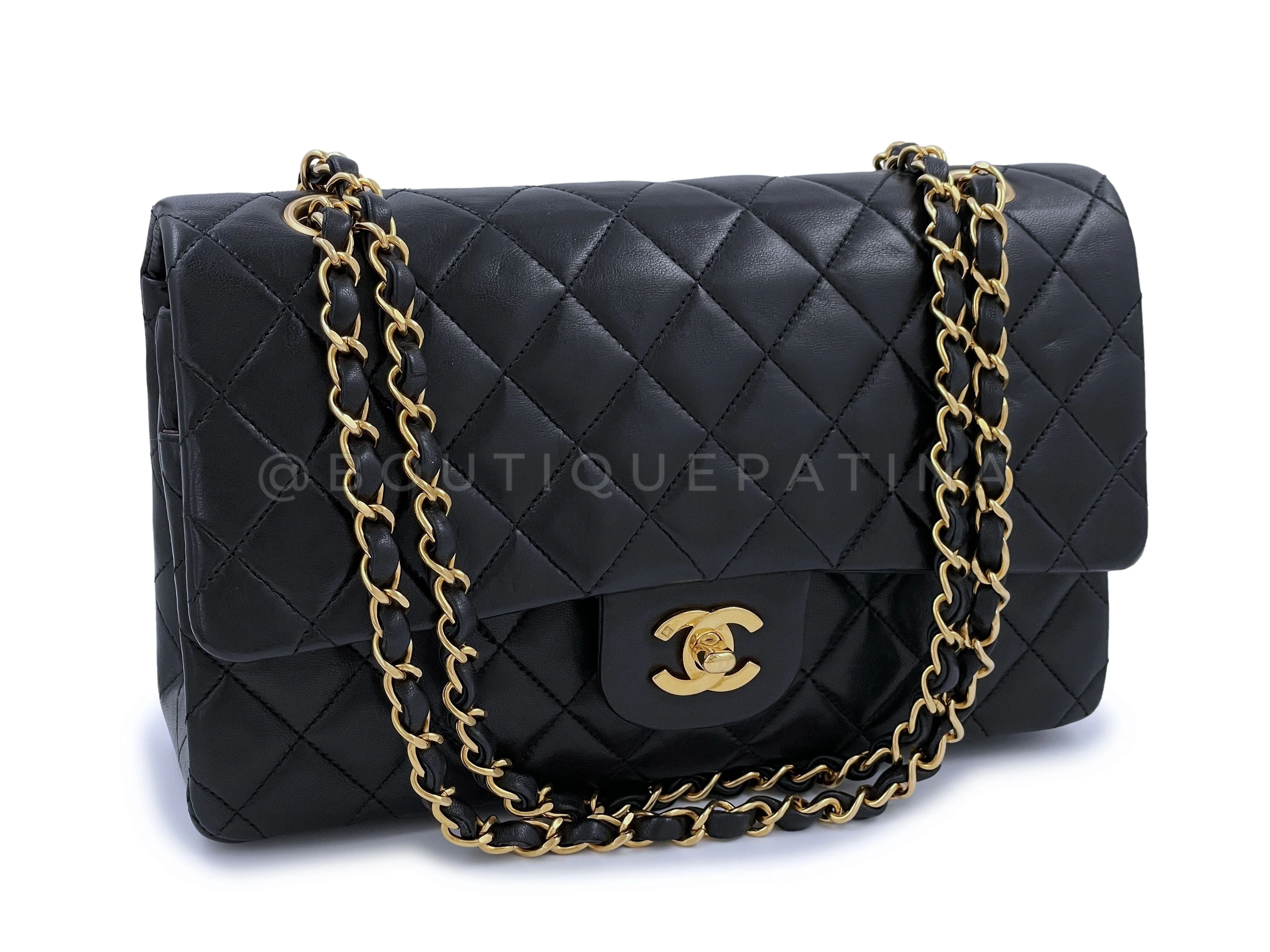 Chanel 1996 Vintage Black Medium Classic Double Flap Bag 24k GHW - Image 2