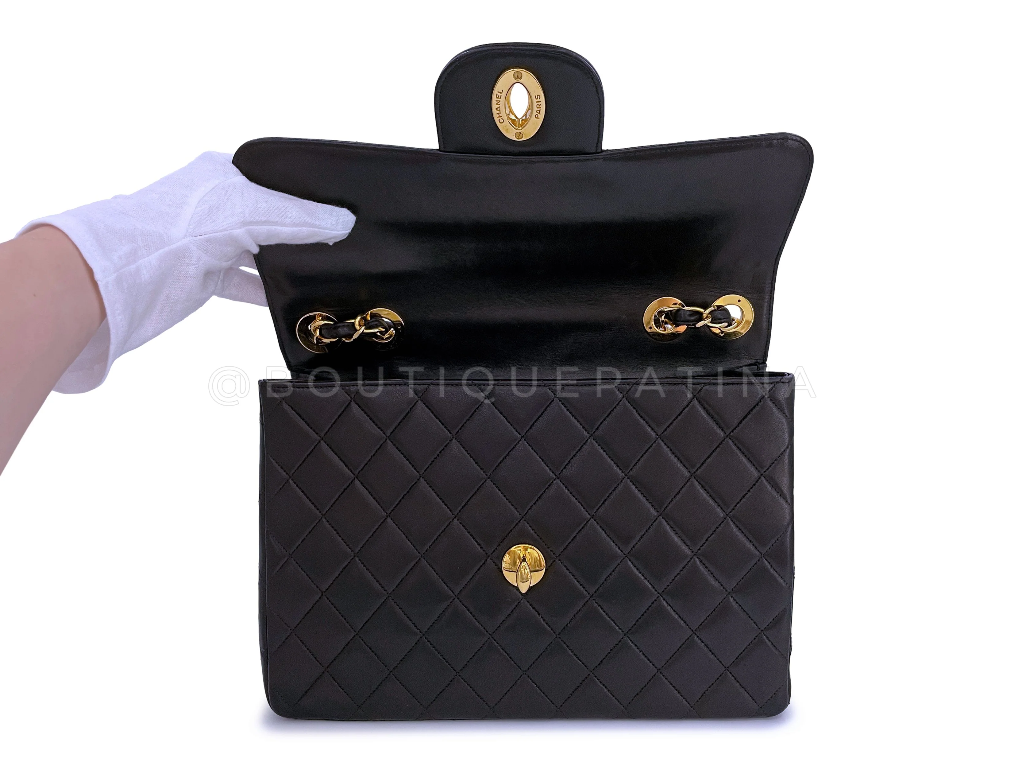 Chanel 1996 Vintage Black Jumbo Classic Flap Bag 24k GHW - Image 9