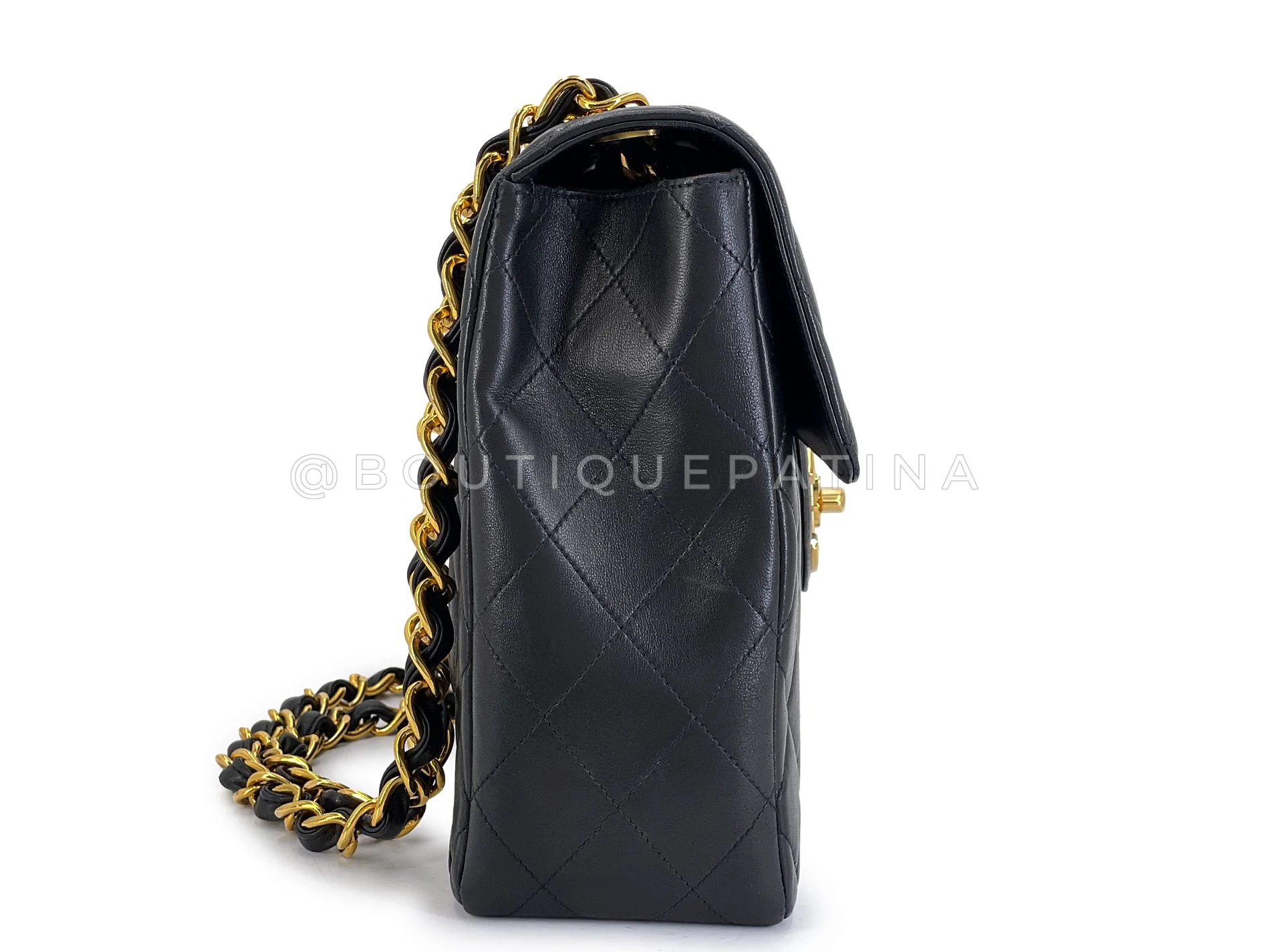 Chanel 1996 Vintage Black Jumbo Classic Flap Bag 24k GHW Lambskin  3QC - Image 4