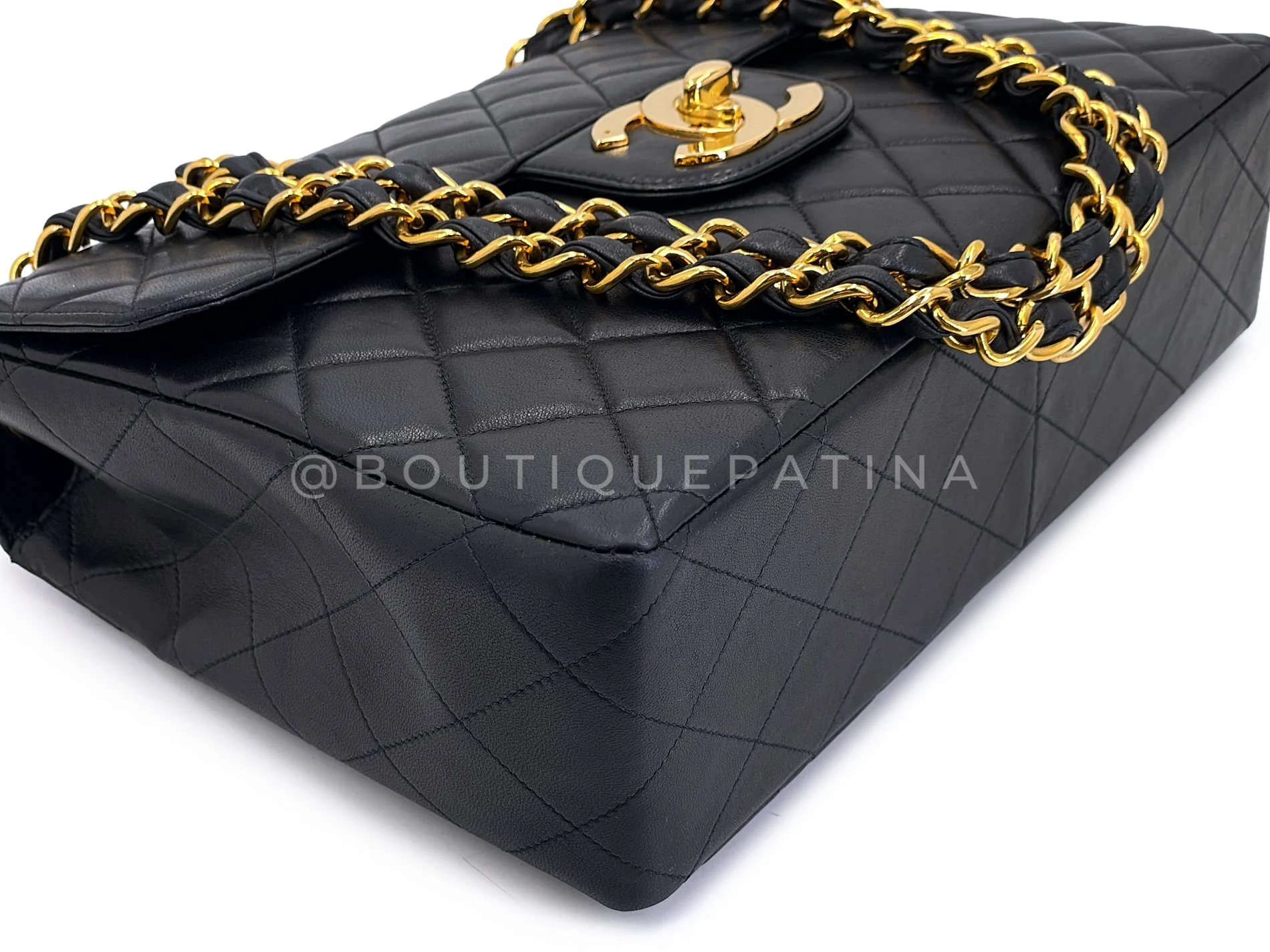 Chanel 1996 Vintage Black Jumbo Classic Flap Bag 24k GHW Lambskin  3QC - Image 7
