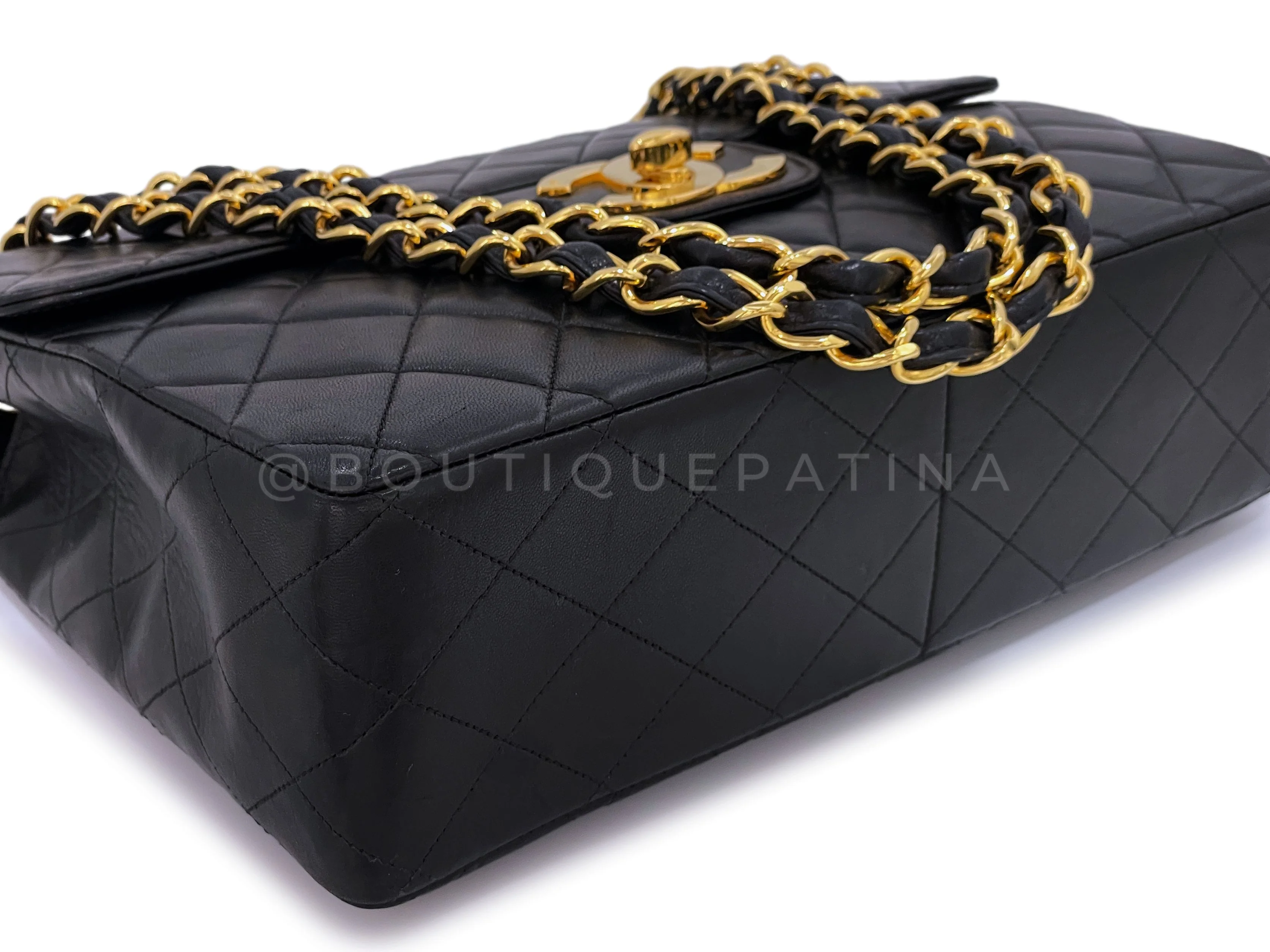 Chanel 1996 Vintage Black Jumbo Classic Flap Bag 24k GHW Lambskin - Image 7