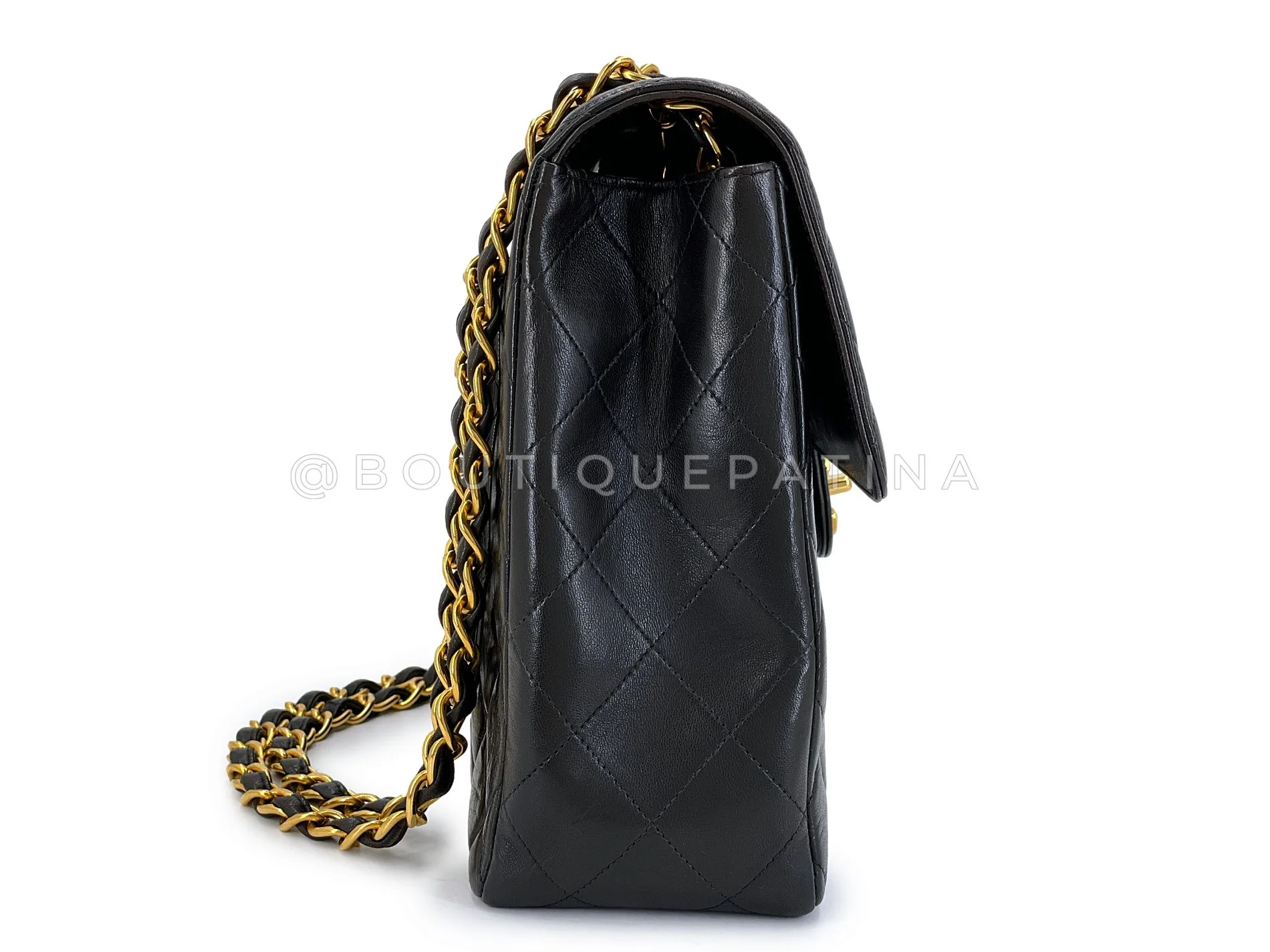 Chanel 1996 Vintage Black Jumbo Classic Flap Bag 24k GHW Lambskin GRP - Image 4