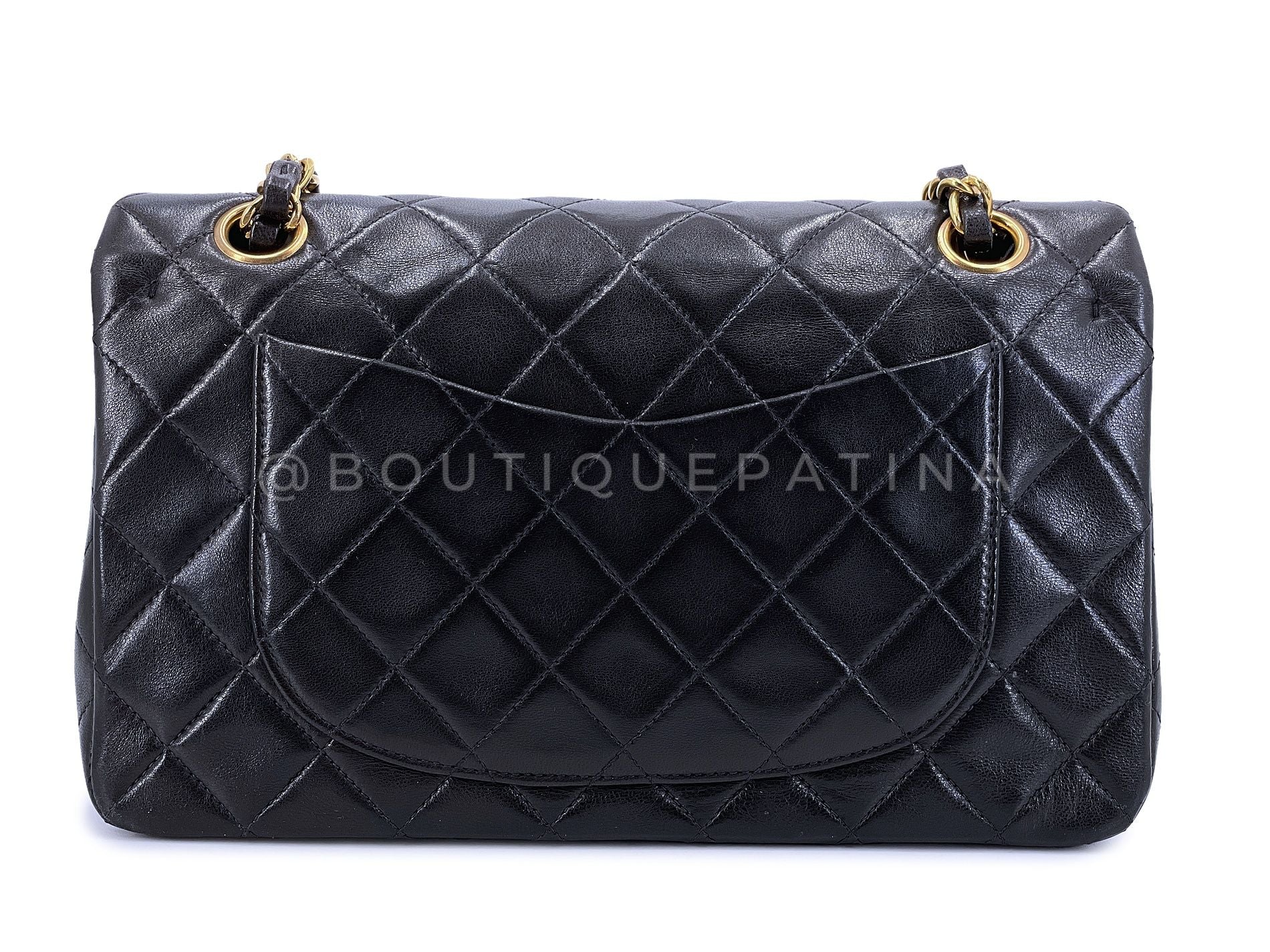 Chanel 1996 Vintage Black Lambskin Small Classic Double Flap Bag 24k GHW AGE - Image 5