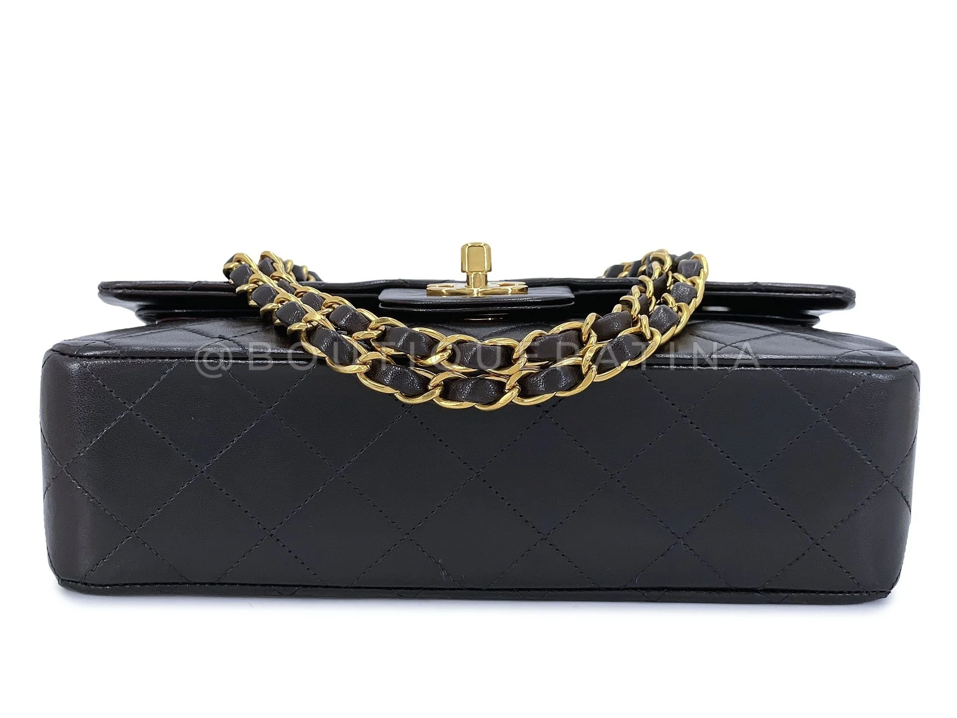 Chanel 1996 Vintage Black Lambskin Small Classic Double Flap Bag 24k GHW AGE - Image 6