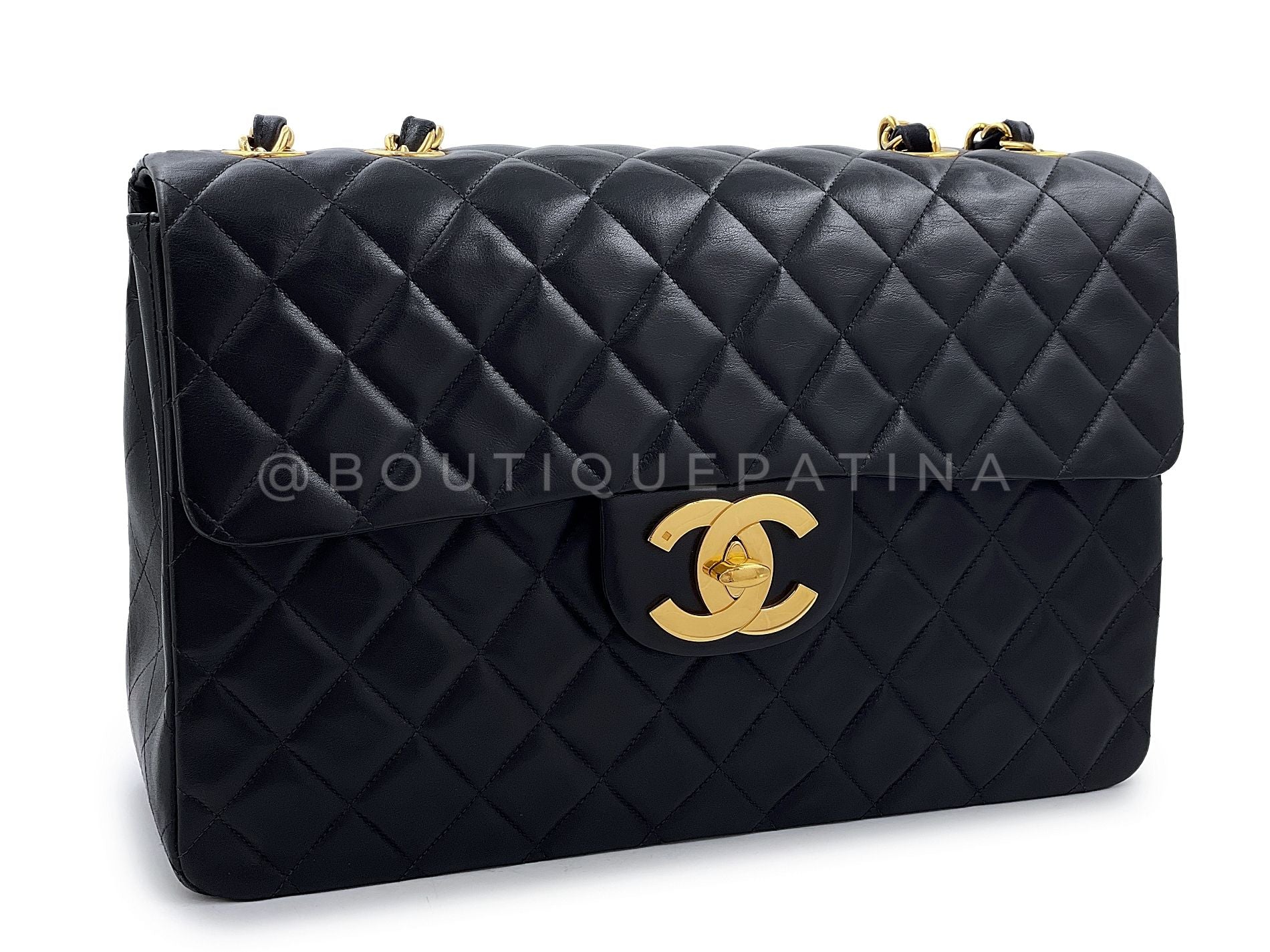 Chanel 1996 Vintage Black Maxi Classic Flap Bag 24k GHW FTD - Image 3
