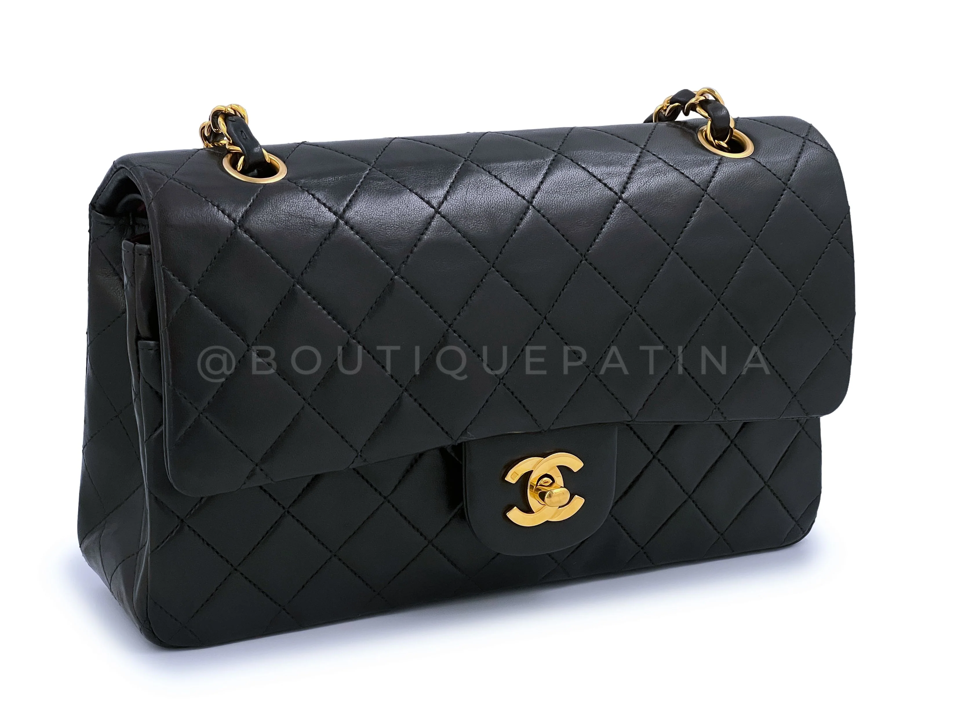 Chanel 1996 Vintage Black Medium Classic Double Flap Bag 24k GHW Lambskin - Image 3