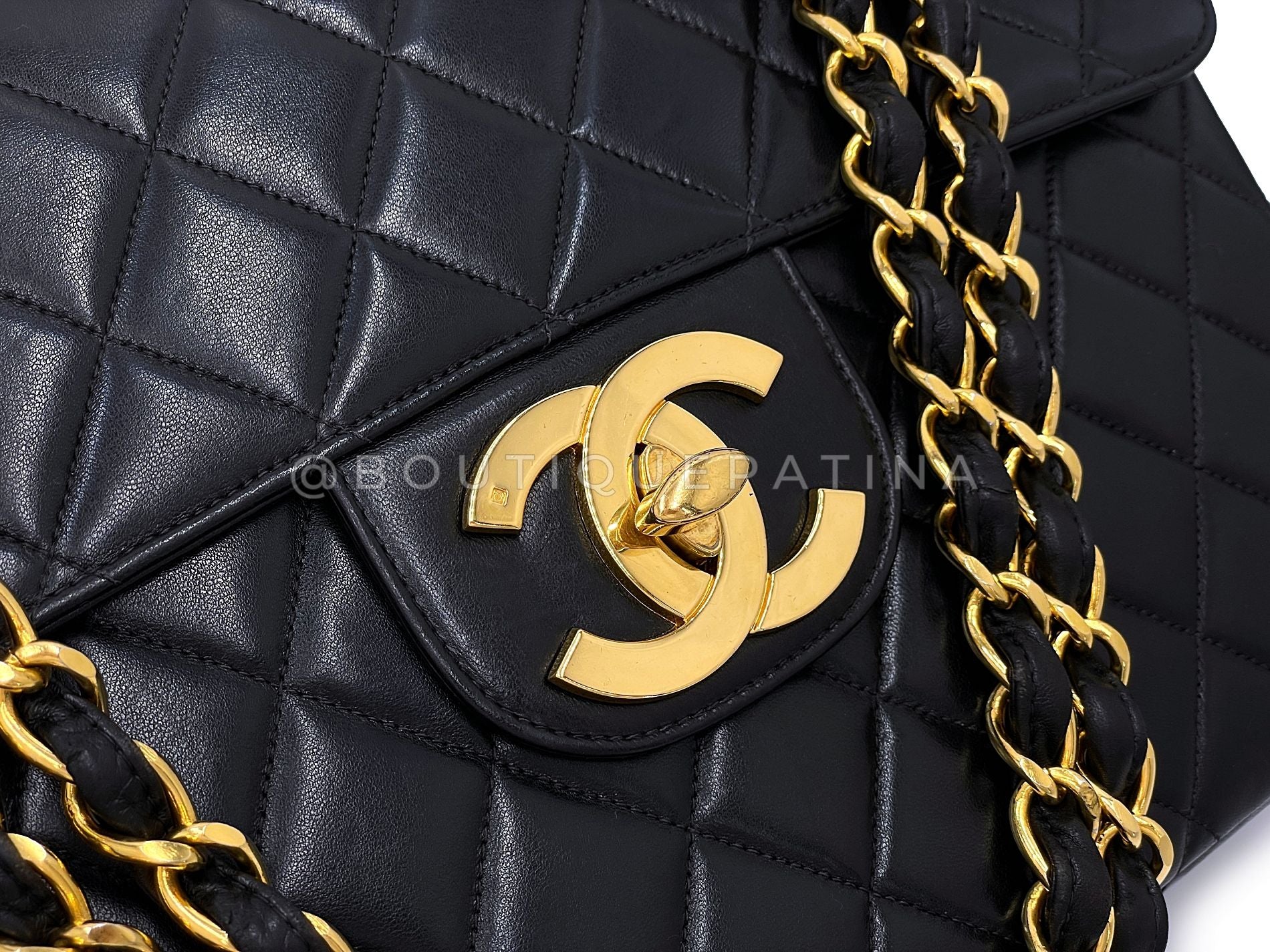 Chanel 1996 Vintage Jumbo Classic Flap Bag Black 24k GHW 3QC - Image 8